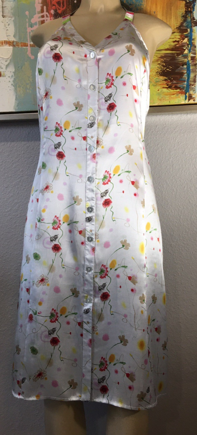 Vtg Harve’ Benard Fair Silver Silk Halter Dress 6