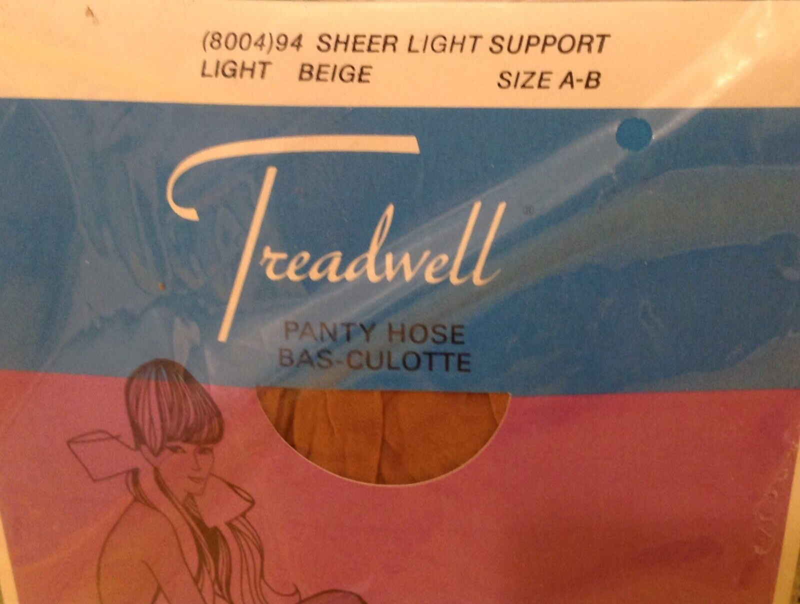 Vintage Pantyhose Treadwell Light Support Color Light Beige Size A-B BHAN01