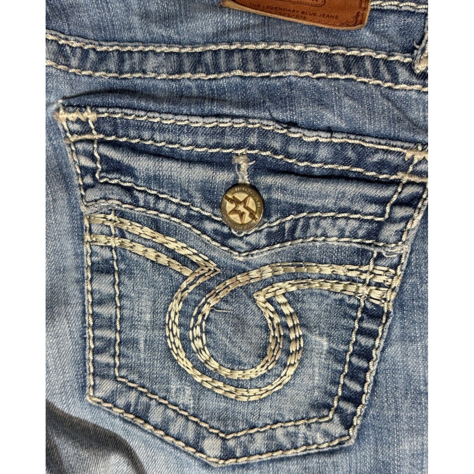 Big Star Y2K Low Rise Bootcut Jeans Womens 30 Embroidered Denim Blue