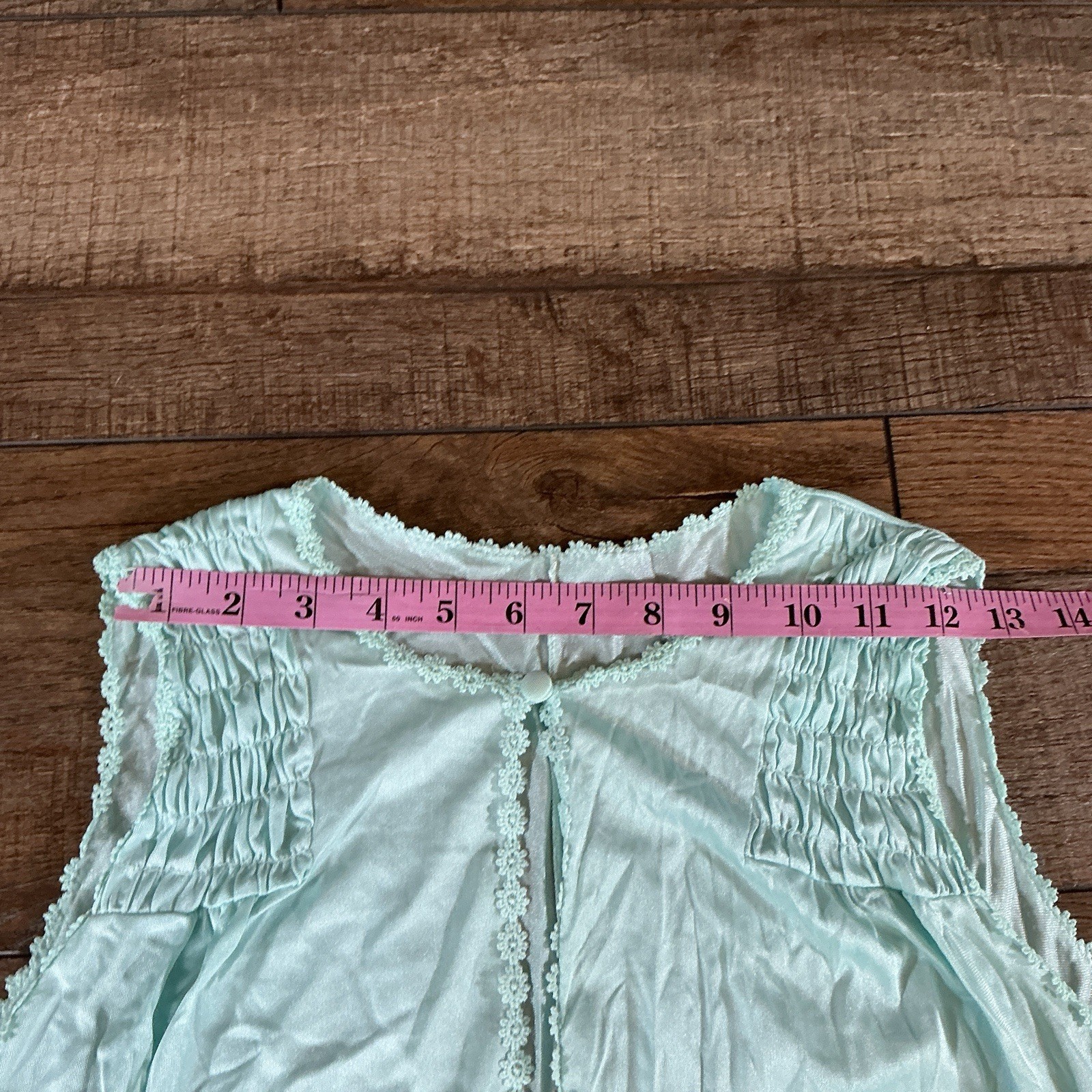 VINTAGE Gossard Artemis Nightgown Aqua Mint Nylon Smocked Size M USA Made #4301