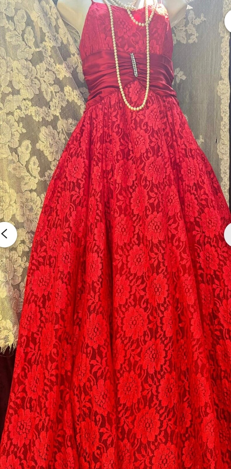 80s Red lace dress vintage vampy gown halloween costume stage dance formal red p