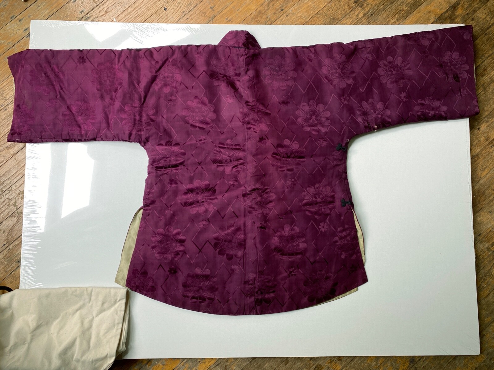 Rare antique Chinese lambskin silk winter jacket 1910s/1920s