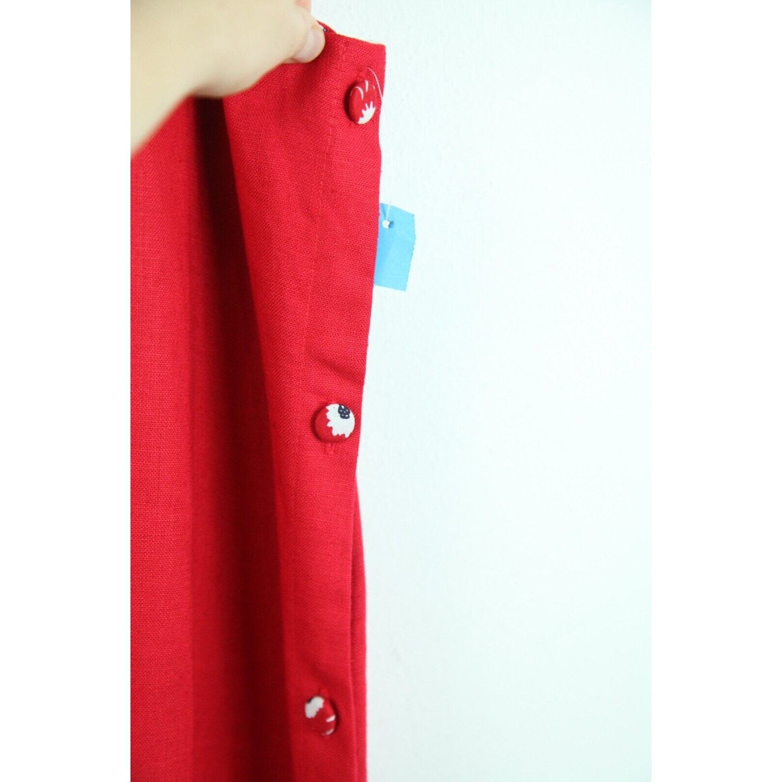Vintage 90s Linen Maxi Dress Quirky Artsy Cottagecore Granny Red Floral Large