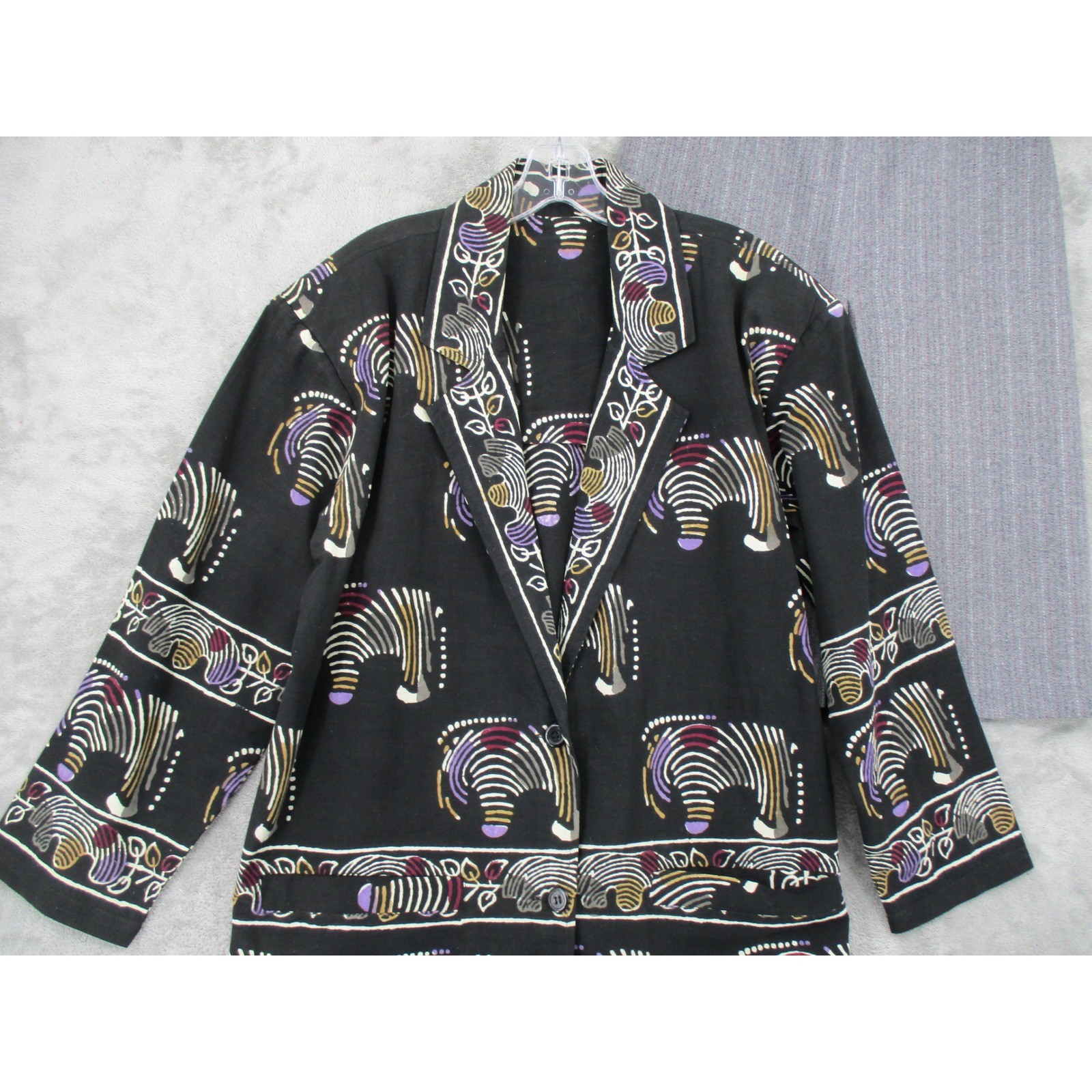 Vintage Skirt Suit Small Zebra Relaxed Artsy Art To Wear Office Union Made Black