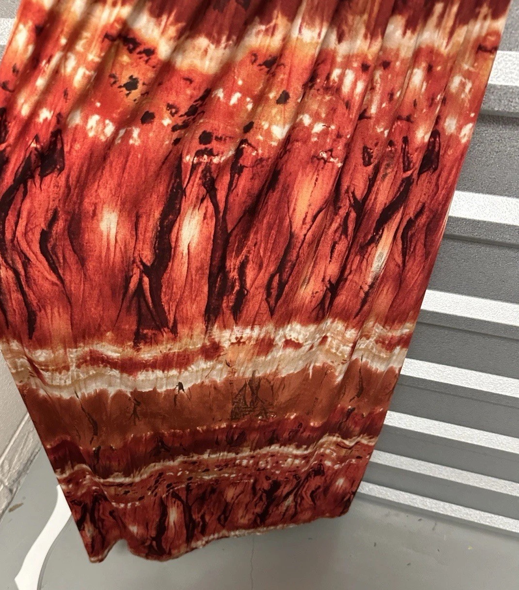 Bisou Bisou Women’s Maxi Vintage 90s Deep V Dress Size 6 Tie Dye Stretch Boho