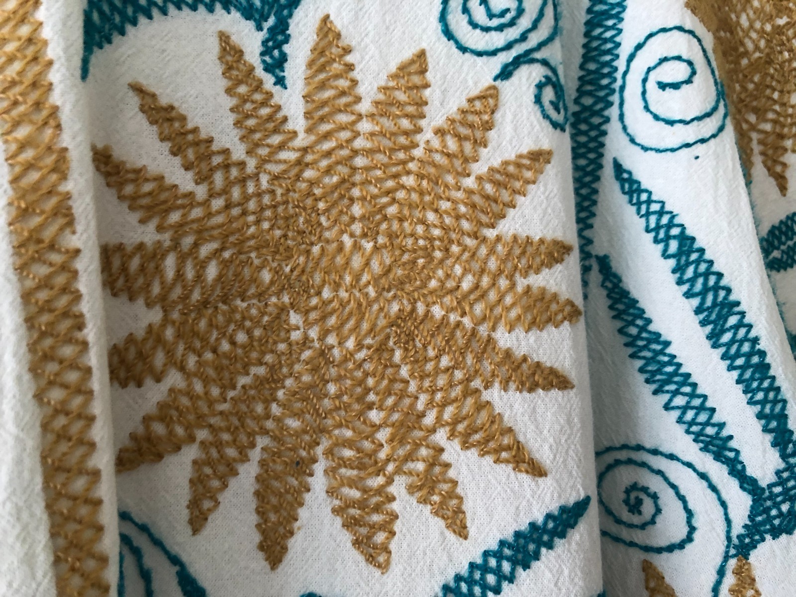 vintage hand embroidered Mexican dress