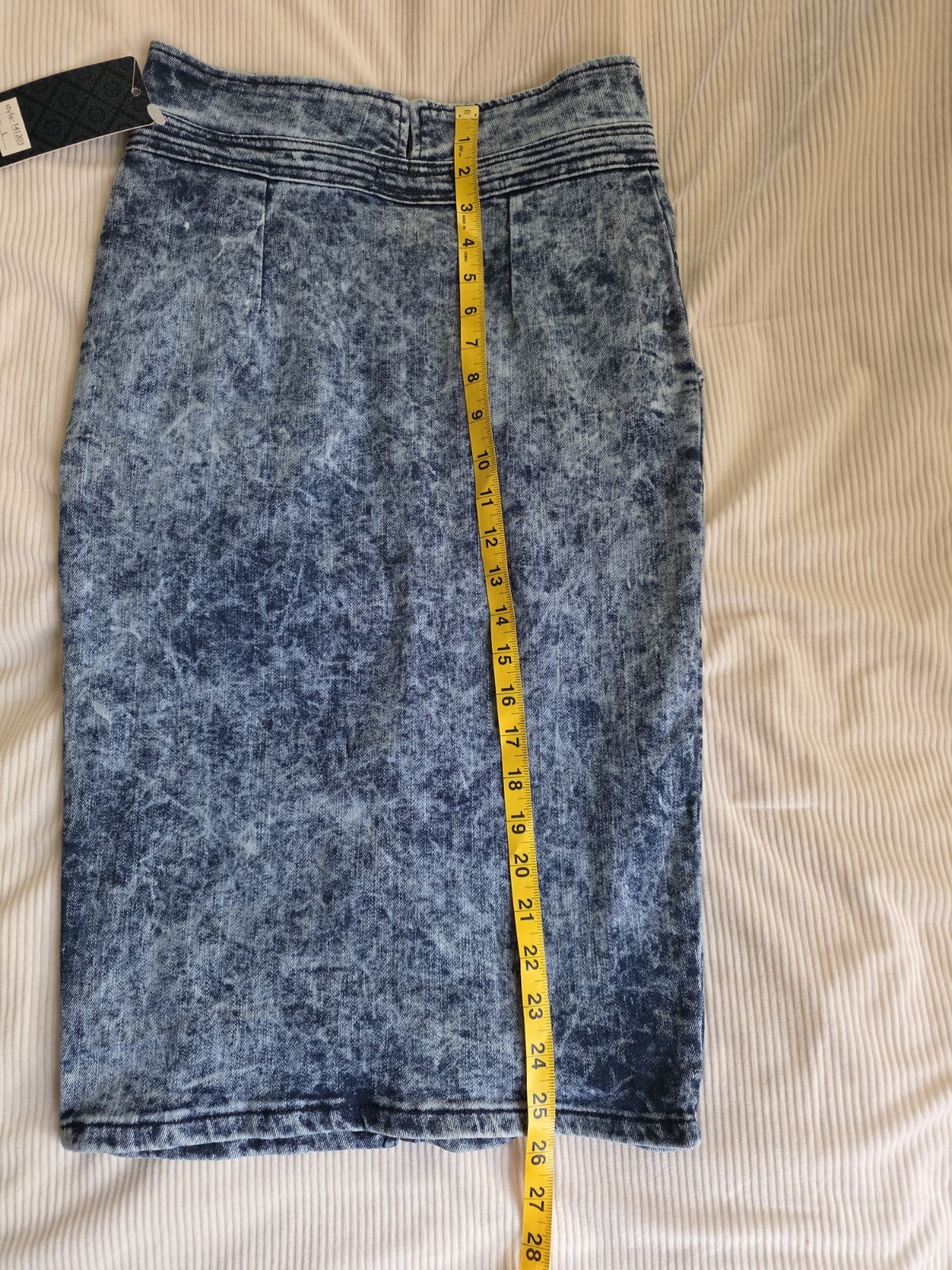 Faith Blue Vintage 80’s 90’s Acid Wash Denim Pencil midi Sz L Nwt