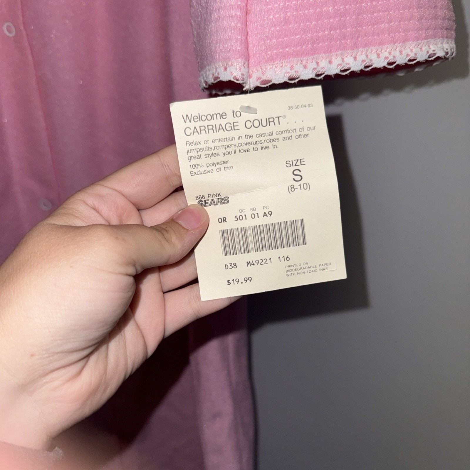 Vintage Sears Carriage Court Pink House Coat Robe Snap Front Fleece Small (8-10)