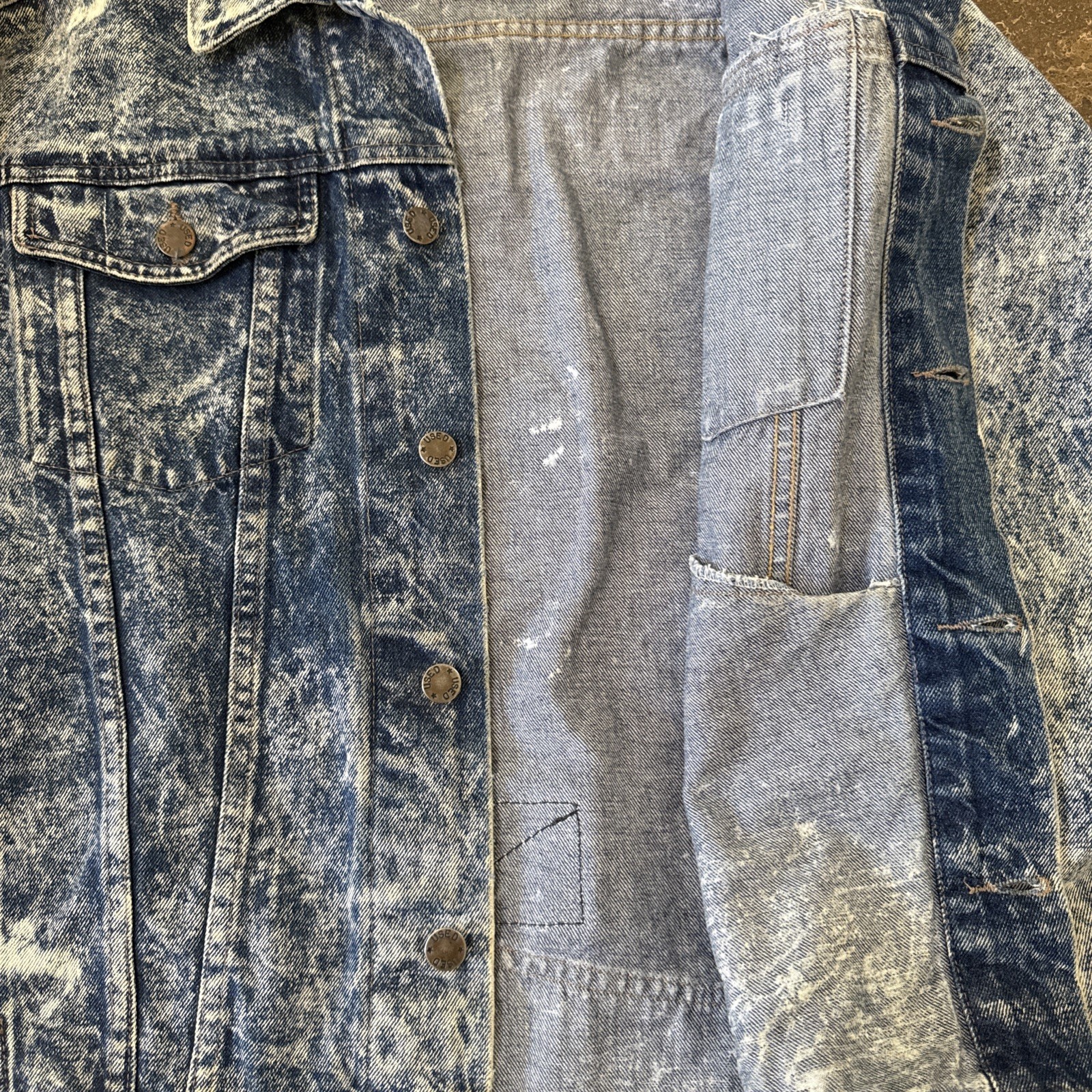 GET USED by ELIE Denim Jean Jacket VTG 90s Acid Wash Patchwork Medium