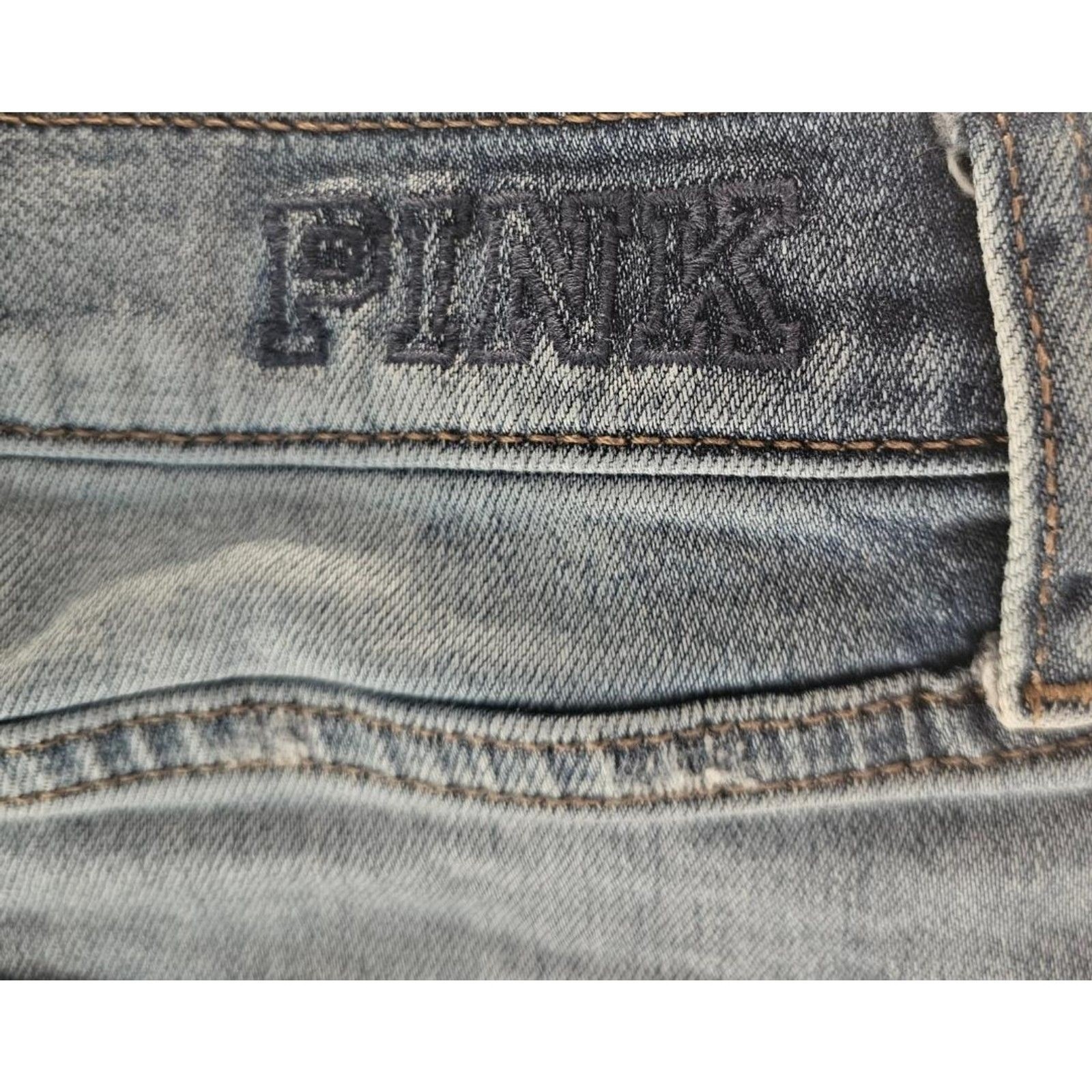 PINK Victoria’s Secret Denim Shorts High Rise Light Wash Cutoff Distressed 26