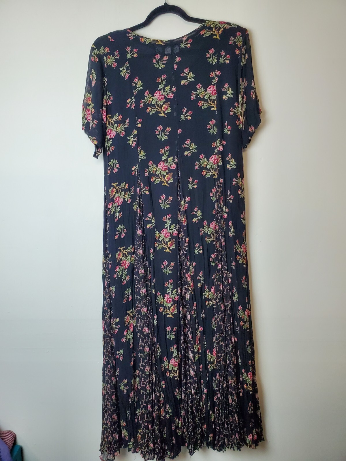 Vintage 90s STARINA Dress Women’s Small Floral Long Maxi Black Prairie 1990s