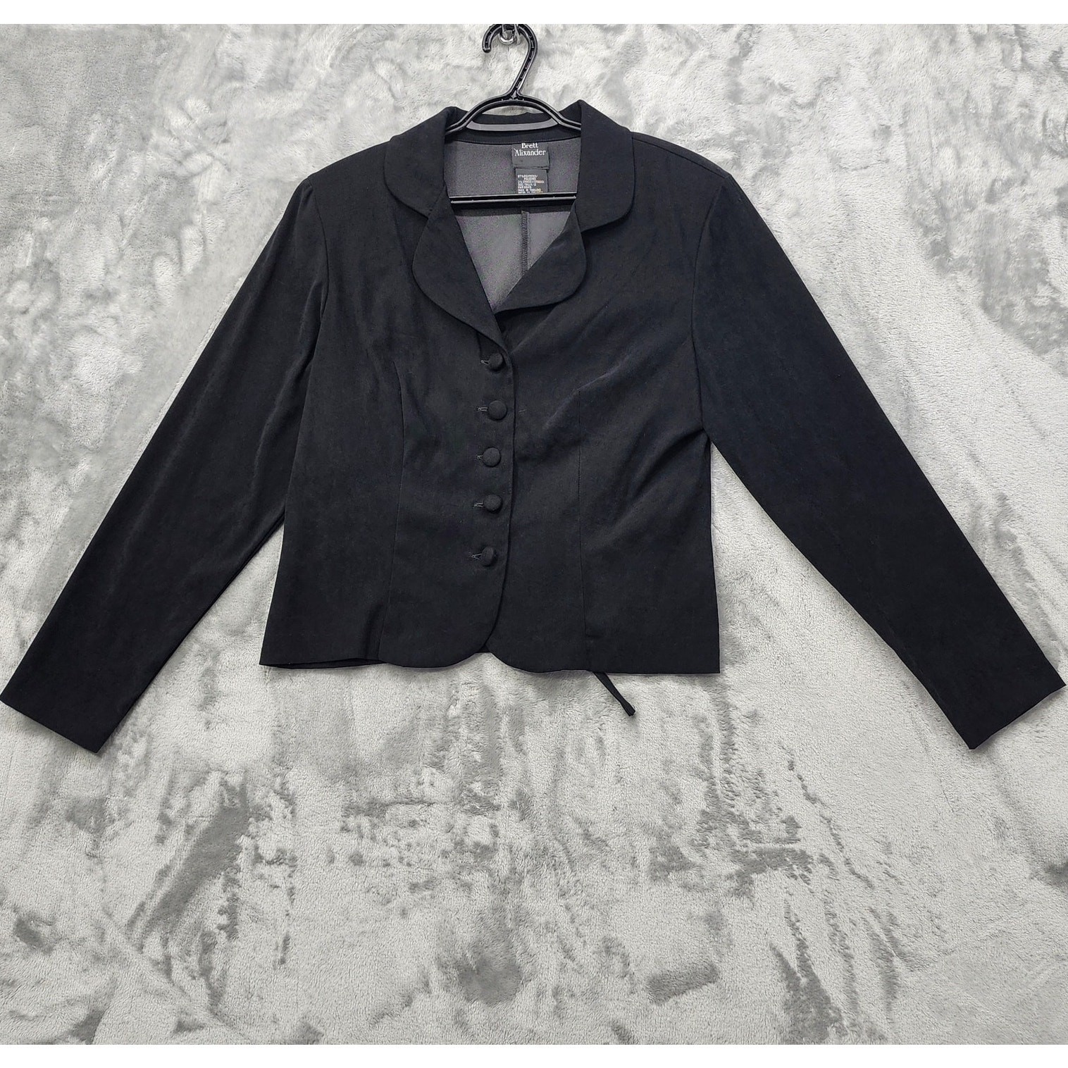 Vintage Brett Alixander Jacket Womens 12 Black Stretch Sueded Polyester Lined