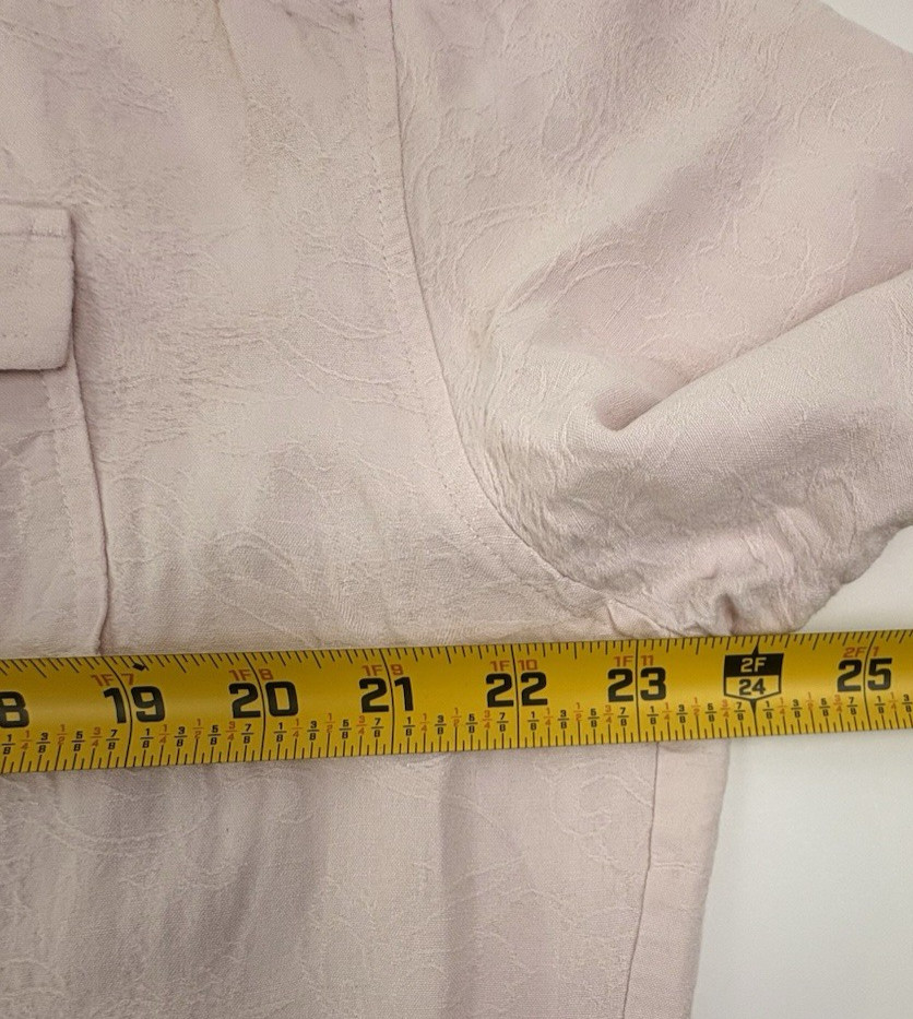 VTG Chico’s Design Linen Blend Jacket Pastel Pink Embossed Mandarin Collar L 3