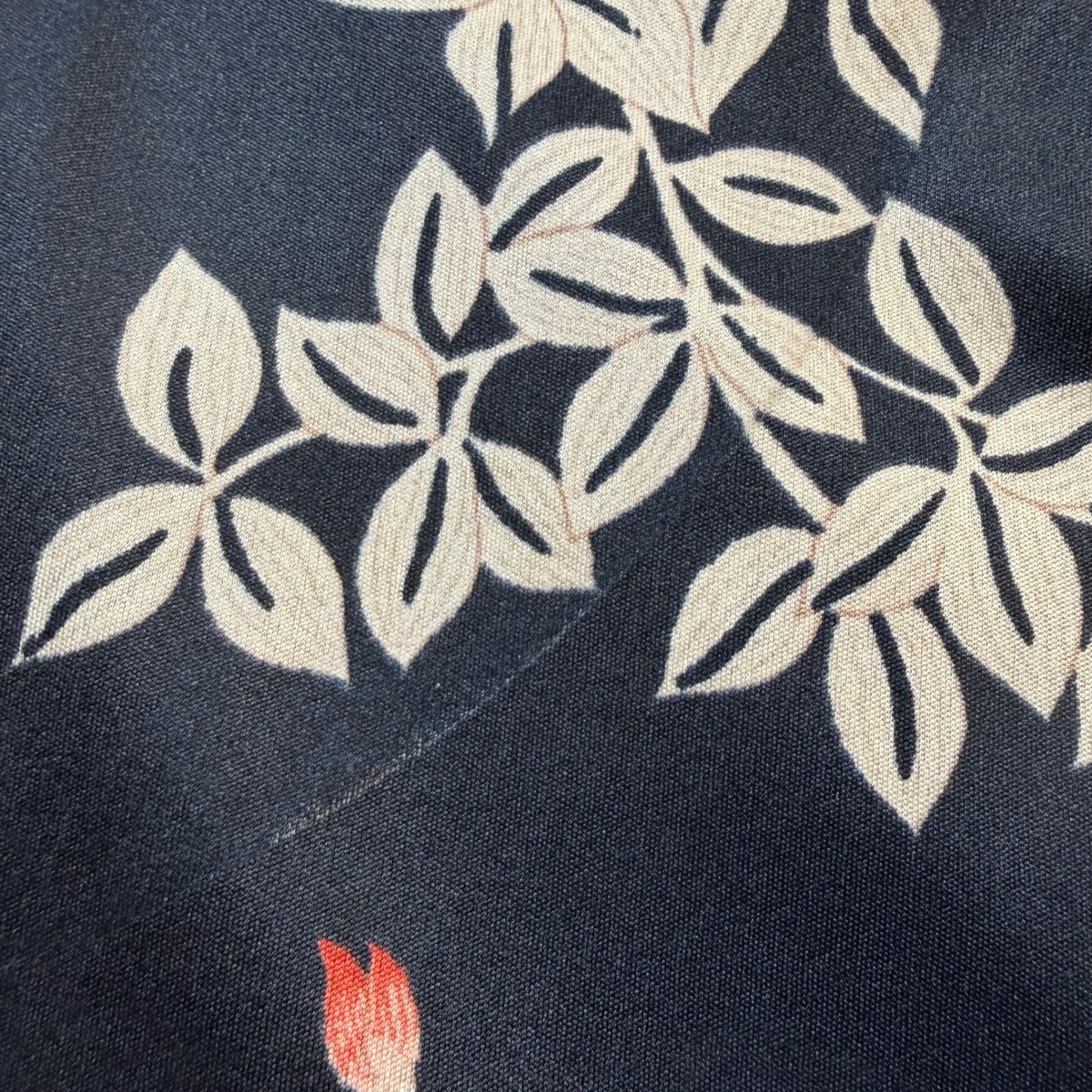 Vintage 70s Dark Floral Womens Black Bird Print Mock Neck Botanical silky light