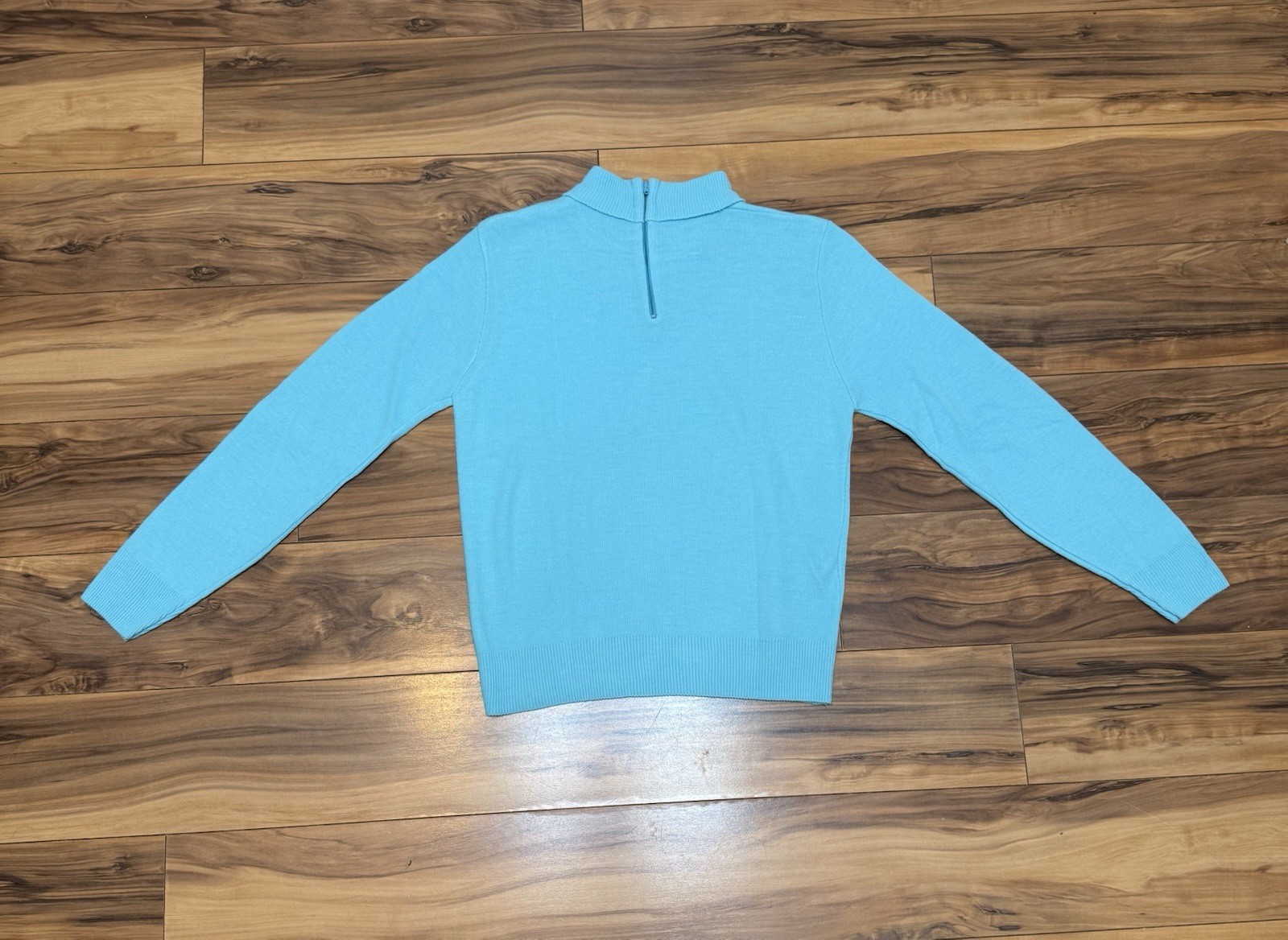 Vintage 60s Turtleneck Sweater Mod Miss Scotch English XS/S Light Blue Zip Back