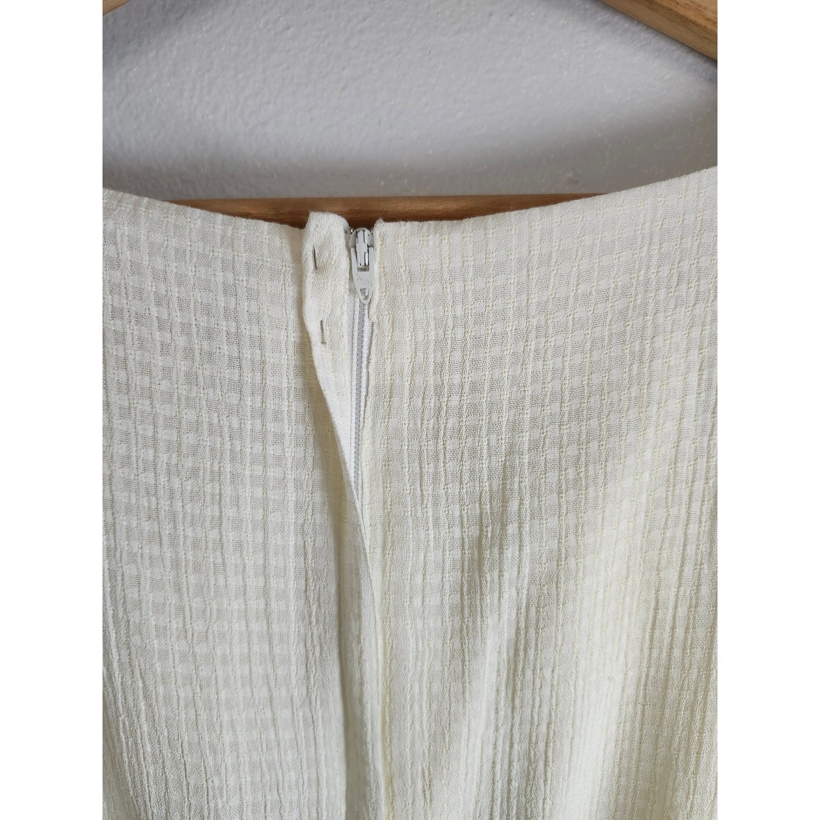 Vtg 90s Y2K A-List by Wrapper Dress Junior 9/10 Fits Small Cream Waffle Knit Mod