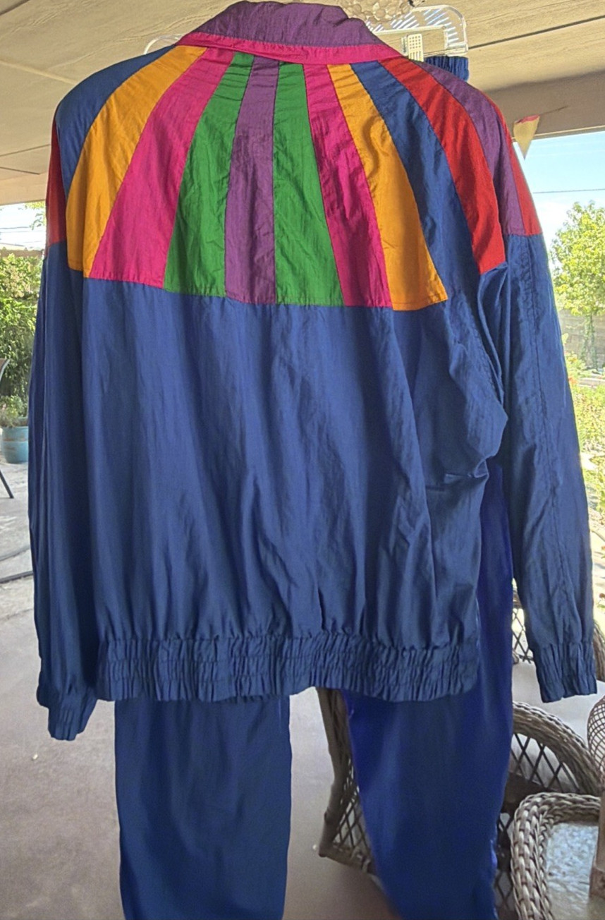 Vintage Andy Johns Windbreaker Outfit Pants and Jacket Size XL Multicolored