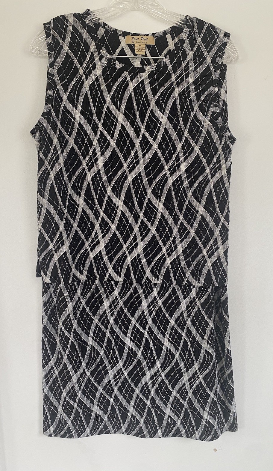 Vintage Pleat Pleat By Rafael 2 Piece Set Tank Maxi Skirt Medium Geometric