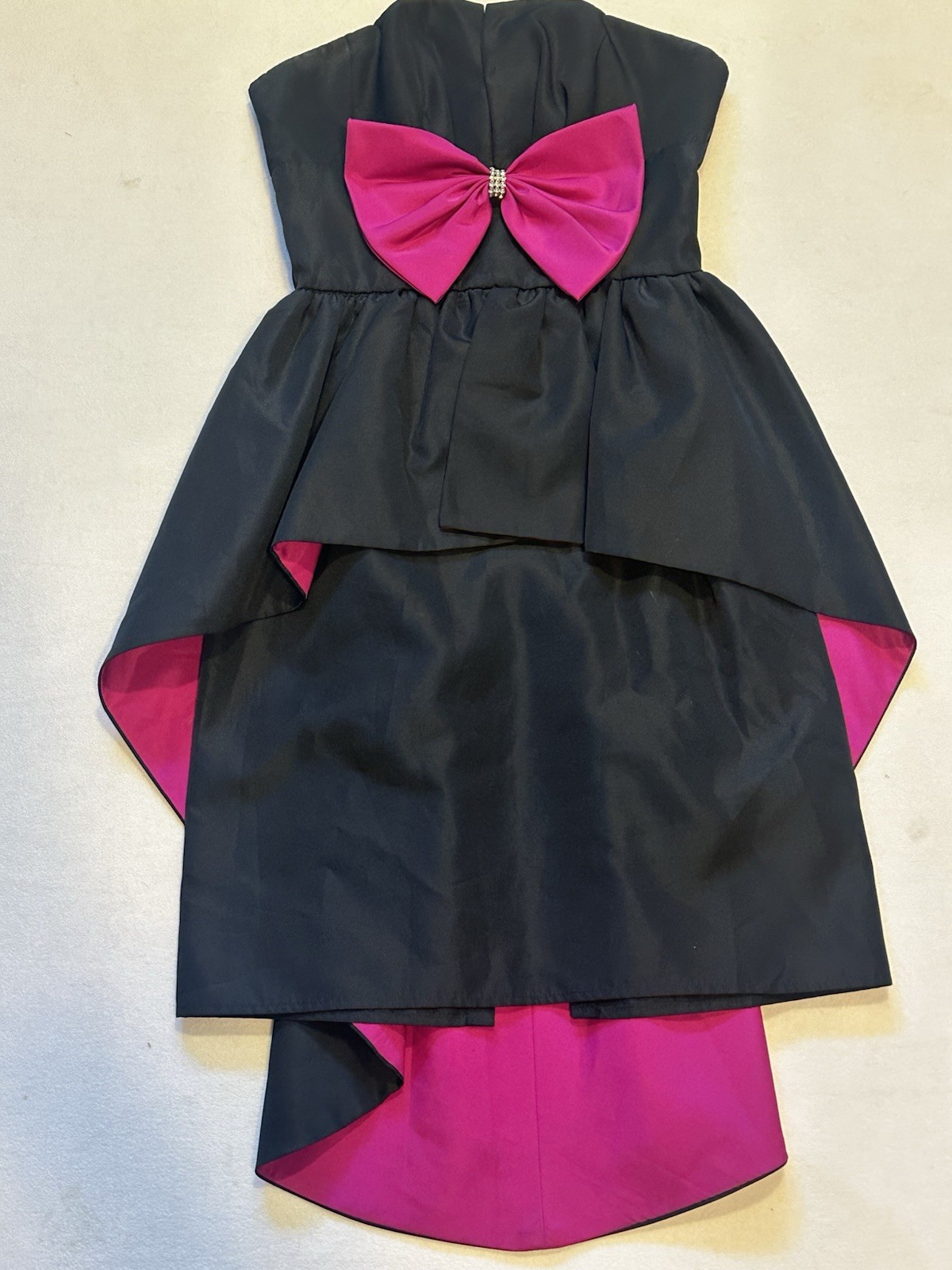 80’s Vintage Huey Waltzer Darcy Dress Party Cocktail Bow Strapless Glam Sz S/M