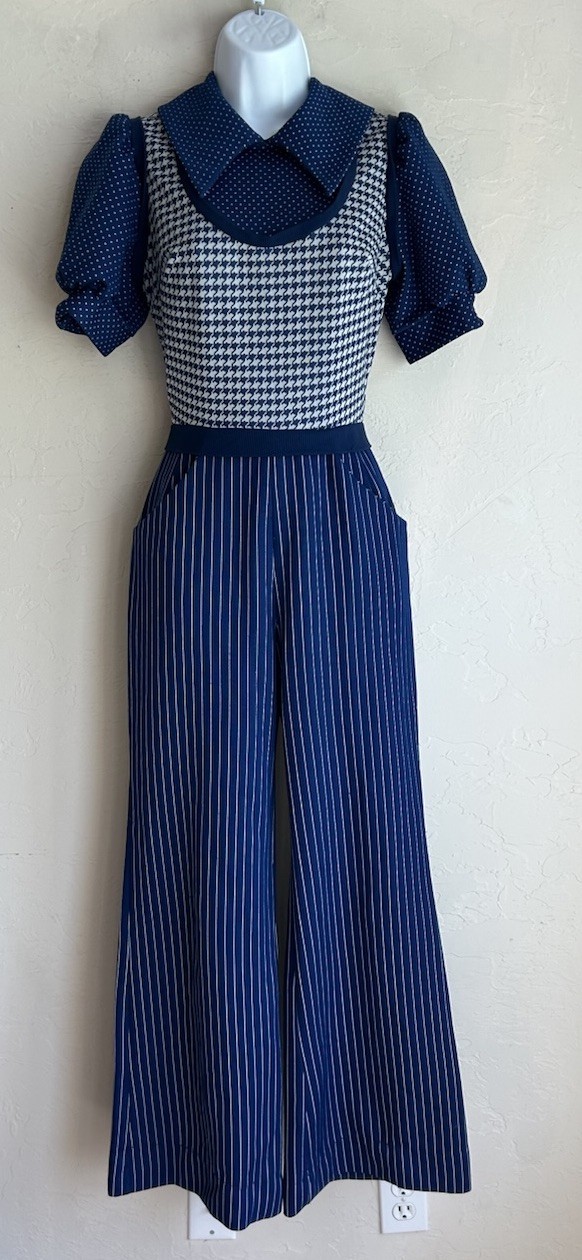 Vintage 1970s Jerell Of Texas Jumpsuit S Wide Leg Palazzo Mod Preppy Disco Retro