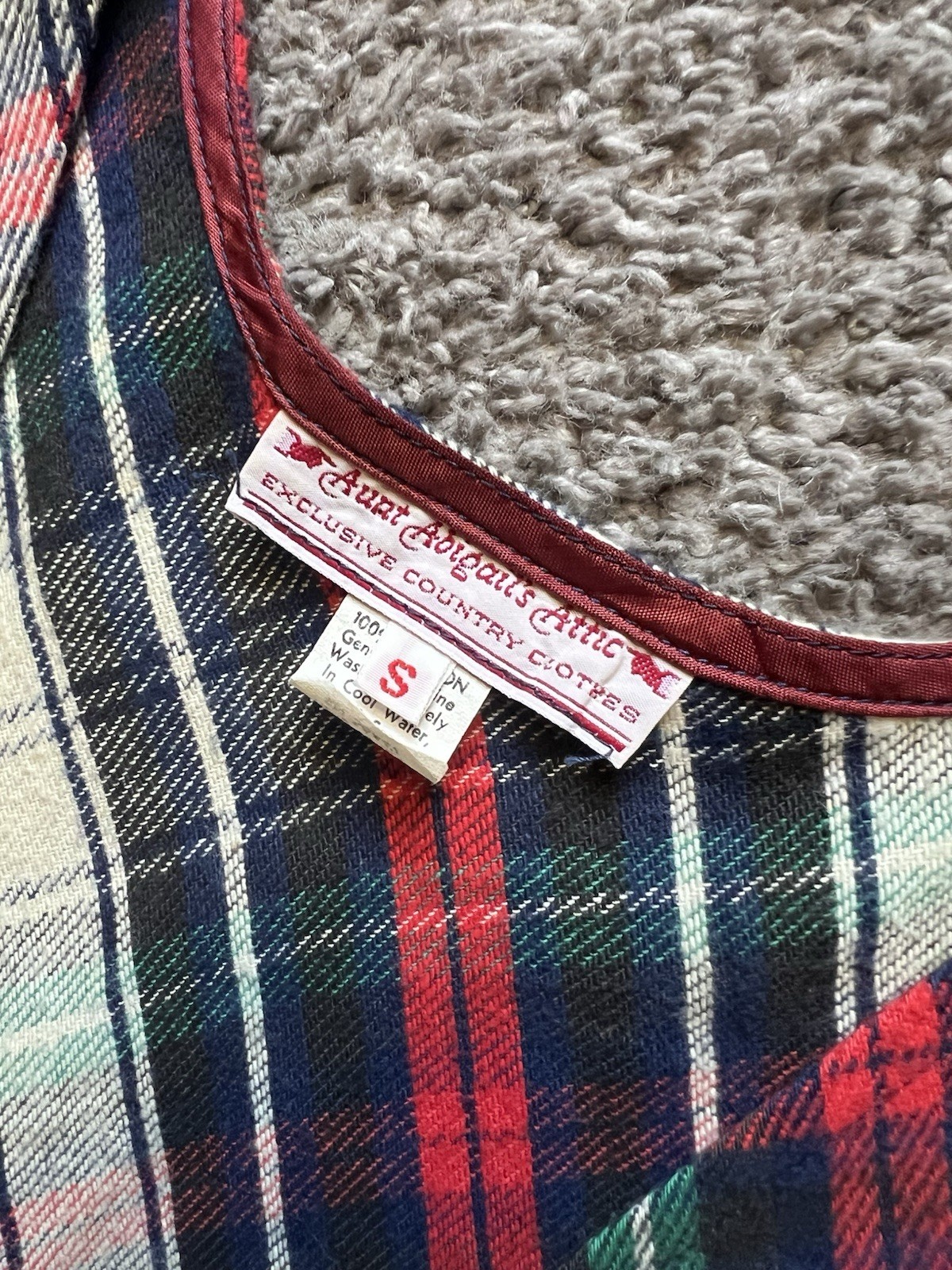 Vintage 80s Overall Maxi Dress Small Tartan Plaid Pullover Tank V-Neck Academia