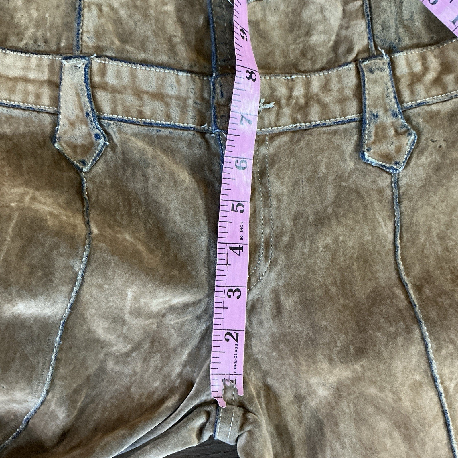 VTG JNCO Suede-Feel Jumpsuit Size M Tan Flare Leg Cap Sleeve Snap Front Y2K #36F