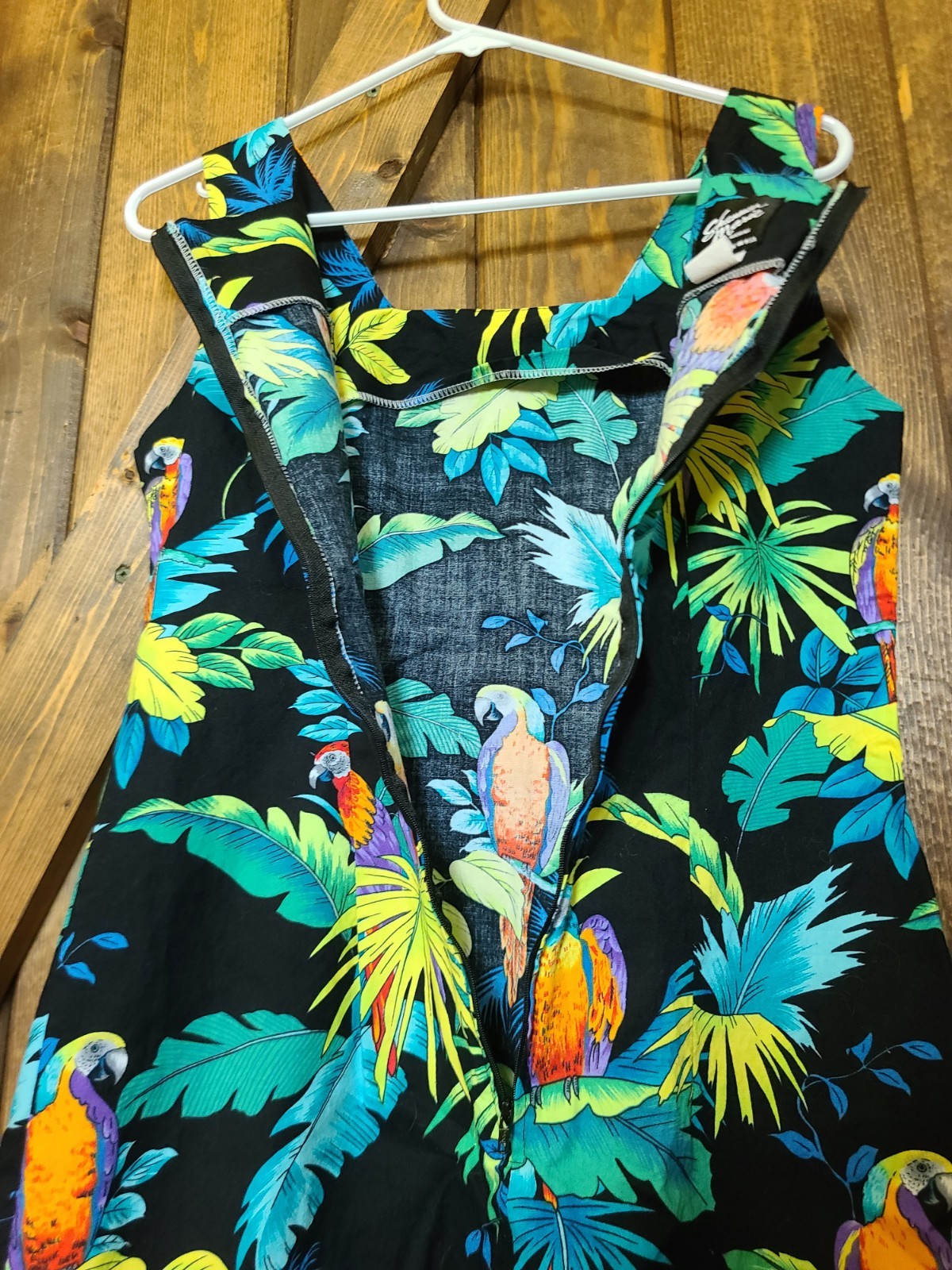 Vintage Shannon Marie Tropical Mini Dress Made In USA Size S / M Black Hawaiian