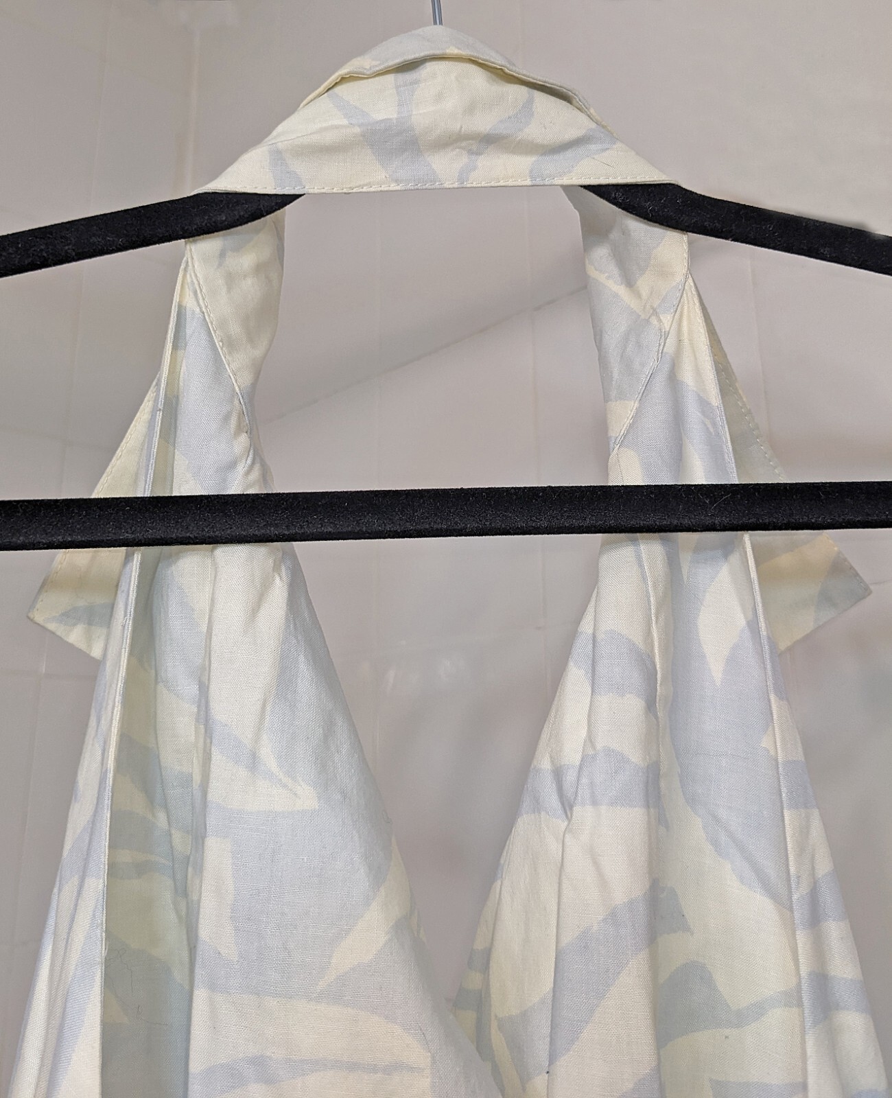 Vintage Jackie Bernard FOR EKLEKTIC Light Blue White Cotton Halter Dress Size 14