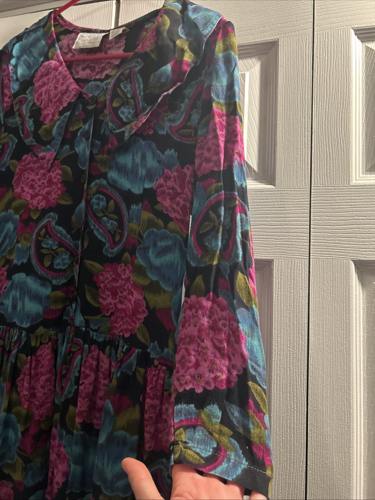 Passports Pier 1 Vintage 80s 90s Rayon Dress Floral Paisley Whimsigoth Grunge S