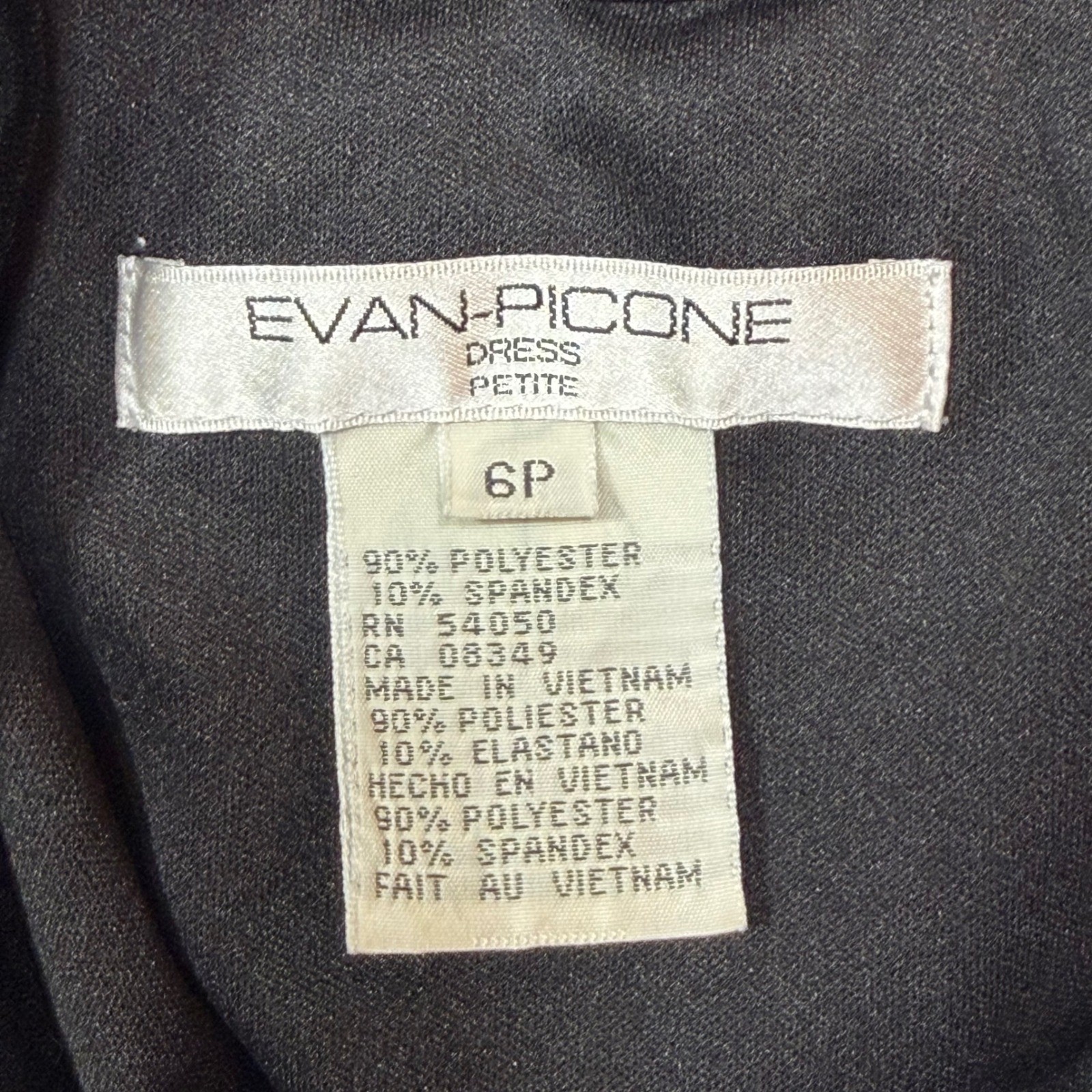 Vintage Evan-Picone Black Velvet Halter Midi Dress Size 6P 90s Cocktail Ruched