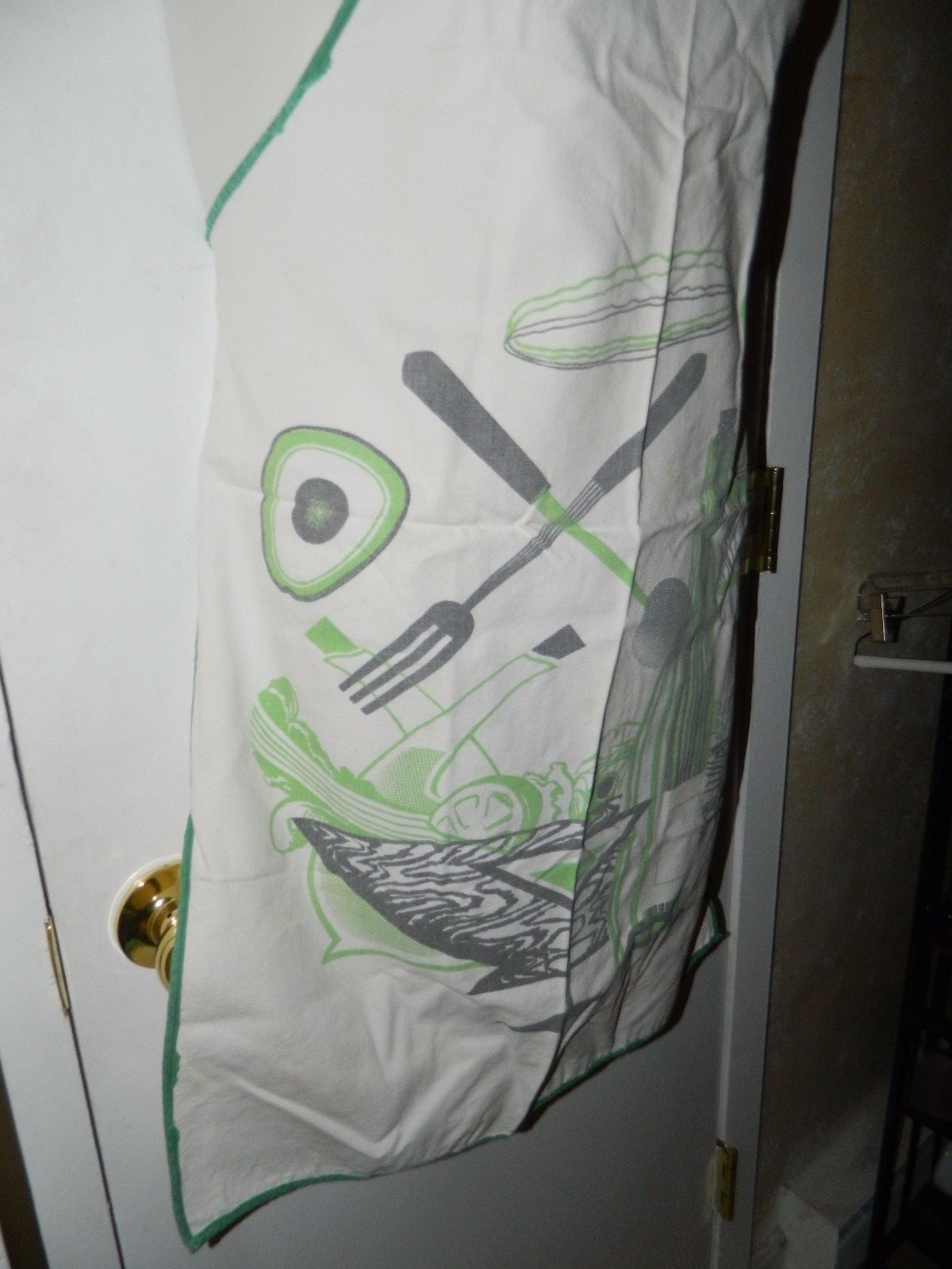 Vintage Mid Century Gray Green Salad Kitchen Cotton Blend Apron