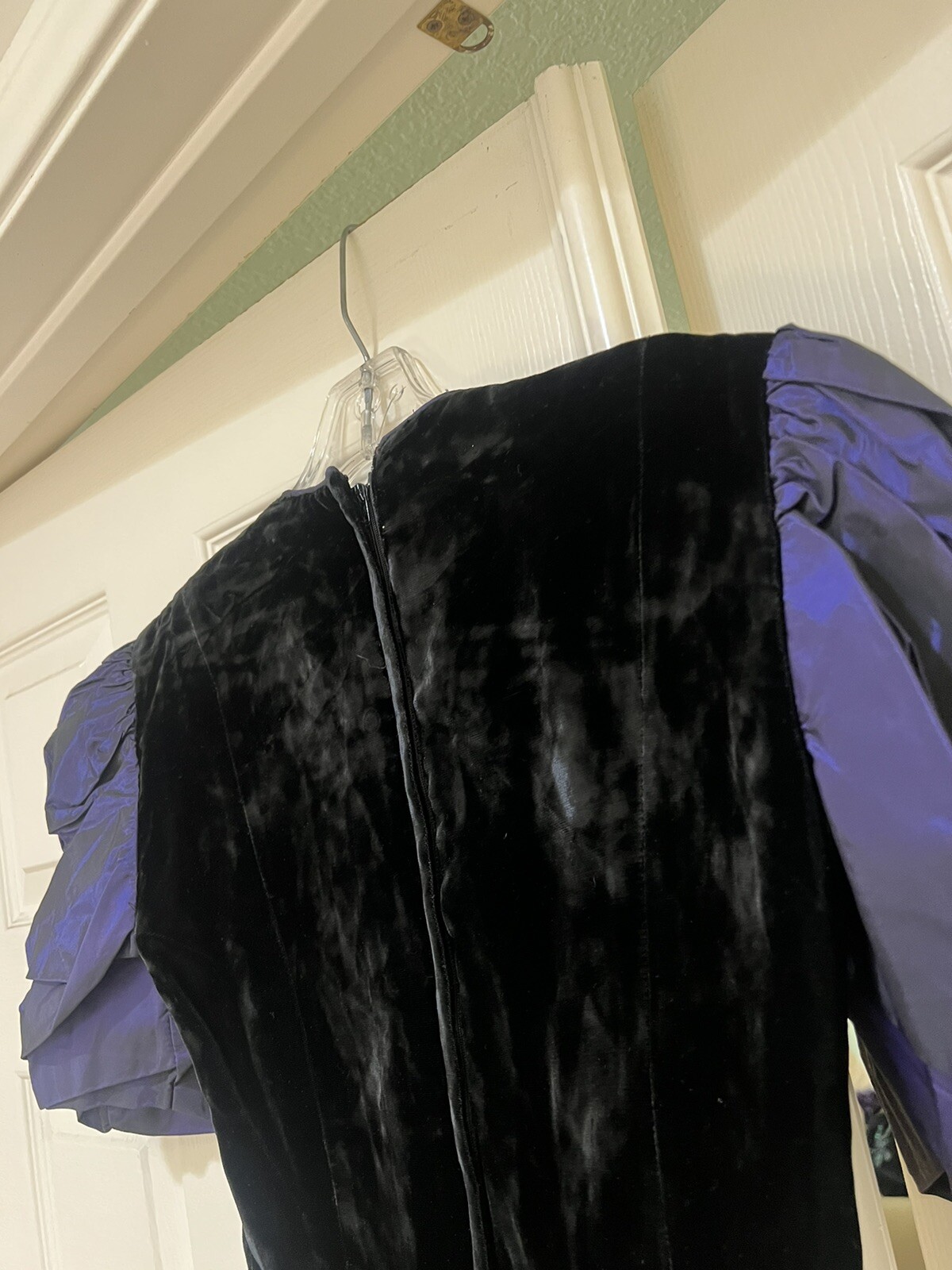VNTG 80s Violet Velvet Peplum Avant Garde Style Party Dress prom formal Gatsby 8