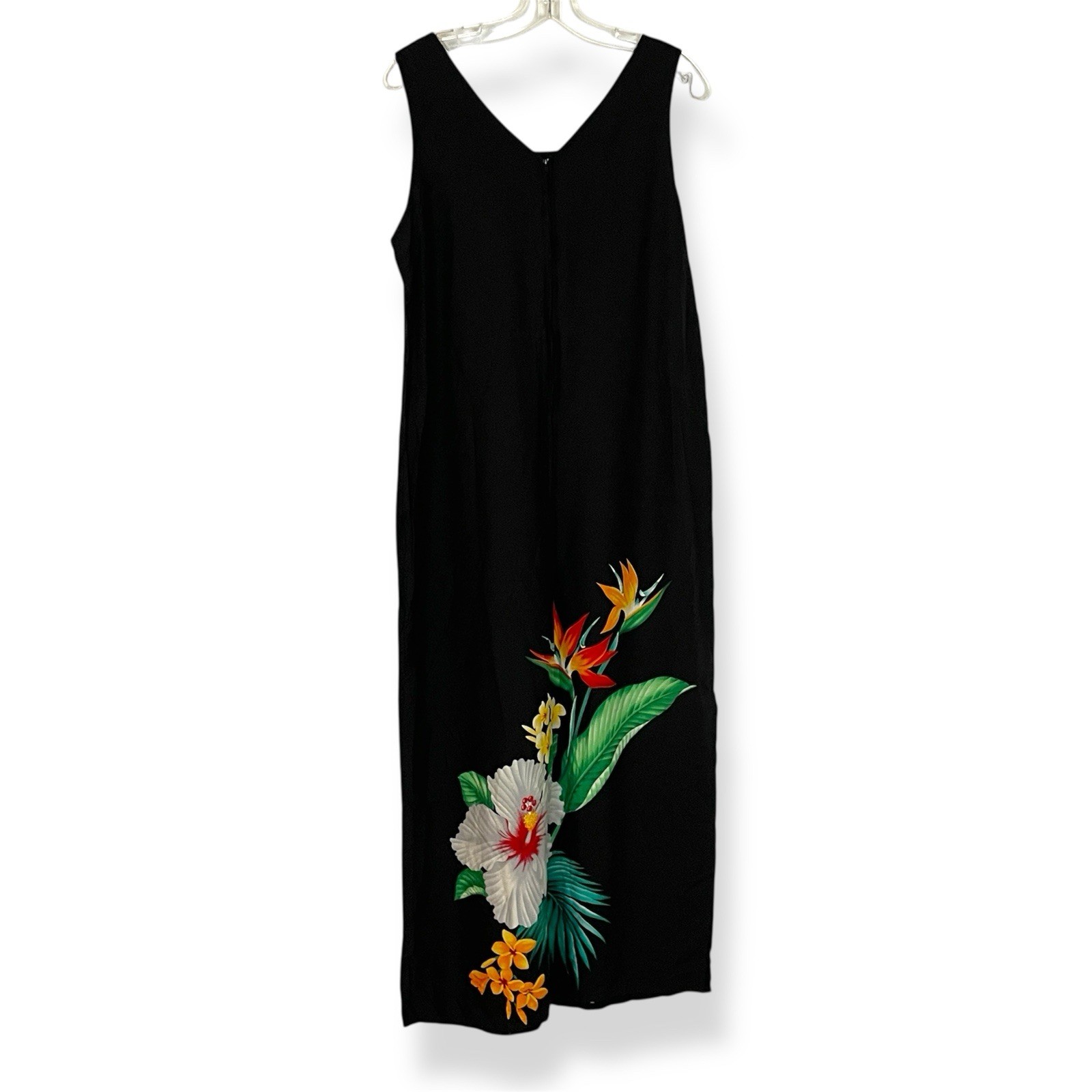Vintage Lavahut Long Dress Sleeveless V Neck Tropical Floral Size Large