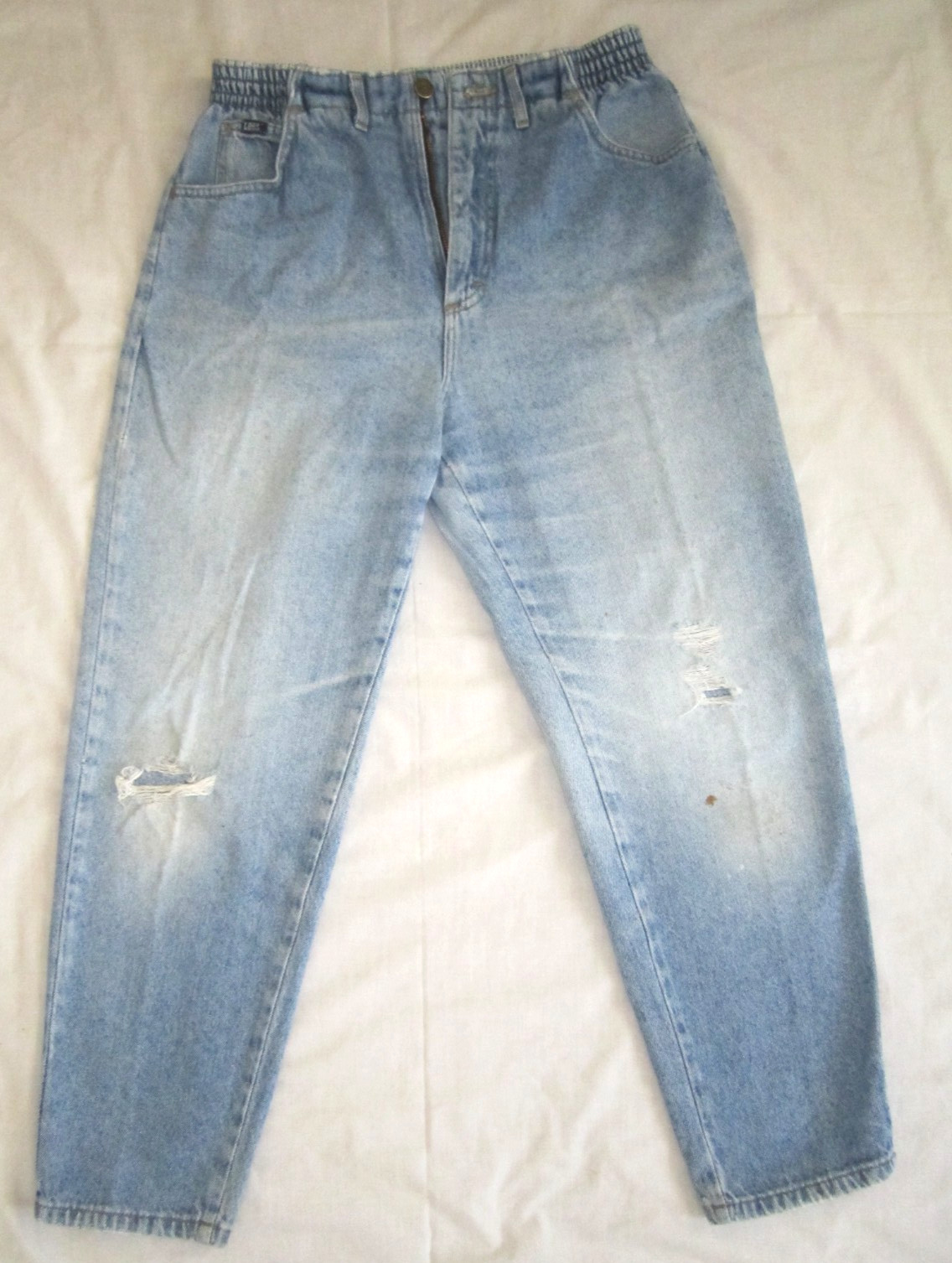 Vintage Lee Thrashed Jeans Women’s MOM Denim PANTS Sz 12 Pet High Waisted Worn
