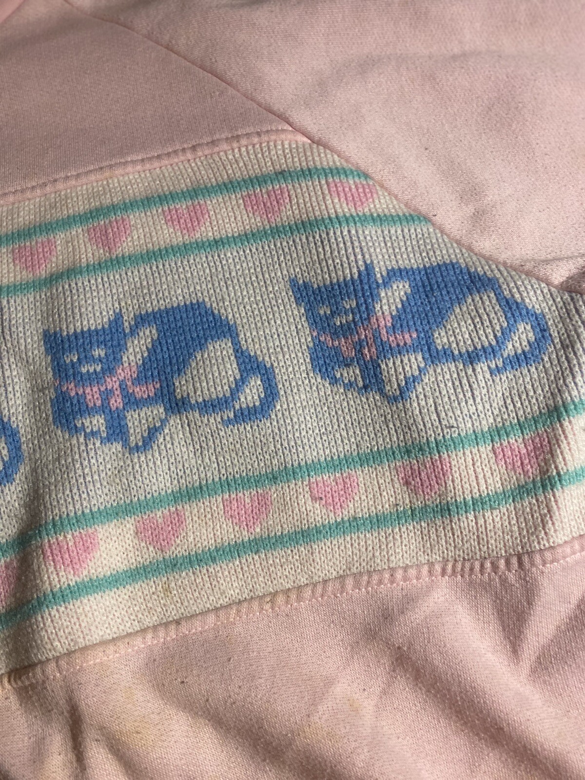 Vintage 90s Bramble Lane Pink Cat Kitten Hearts Grandma Ugly Sweatshirt Size 22W