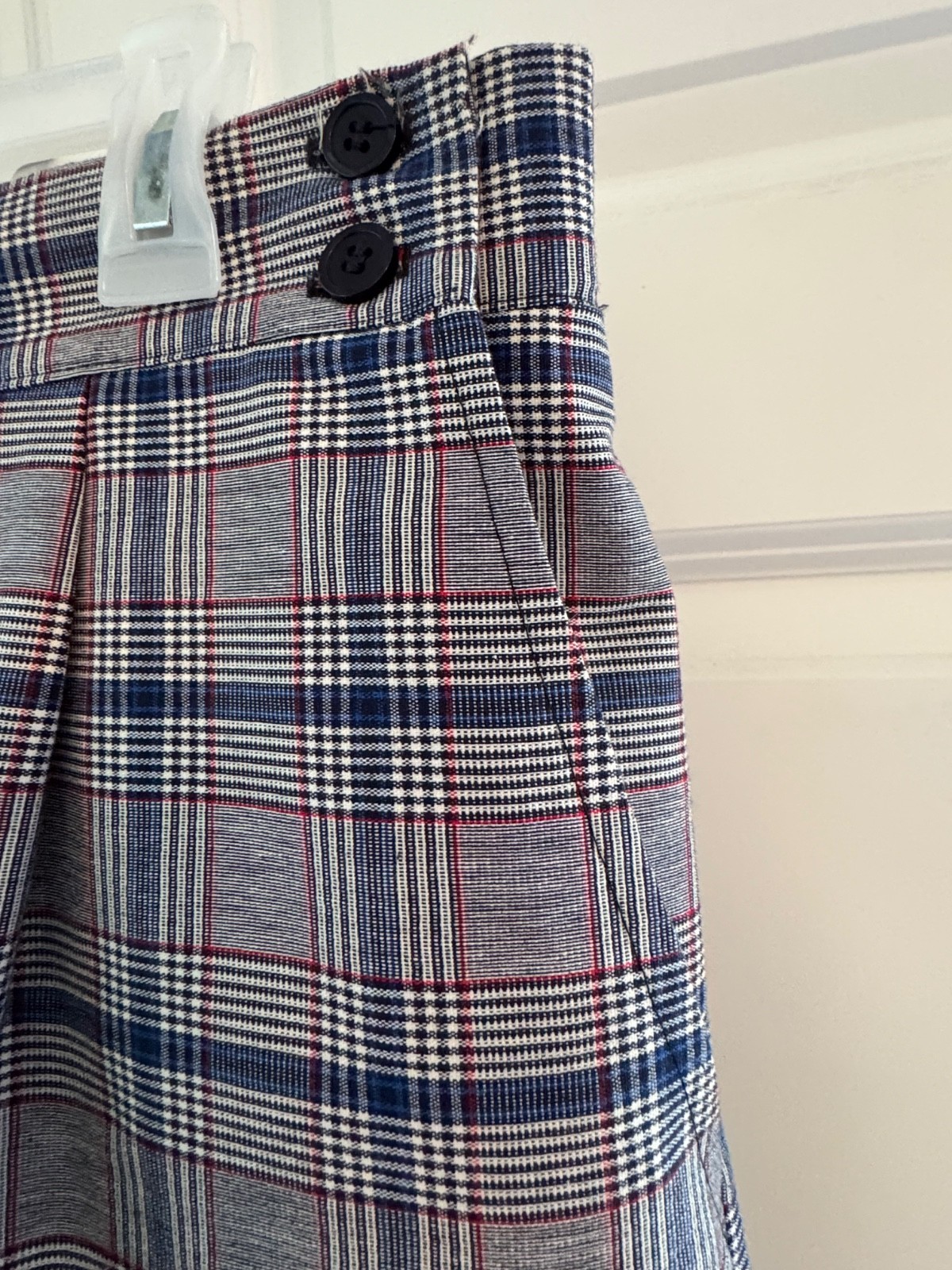 Vintage High-Waist COUNTERPARTS Blue/Gray Red Plaid Stirrup Pants 16W Pockets