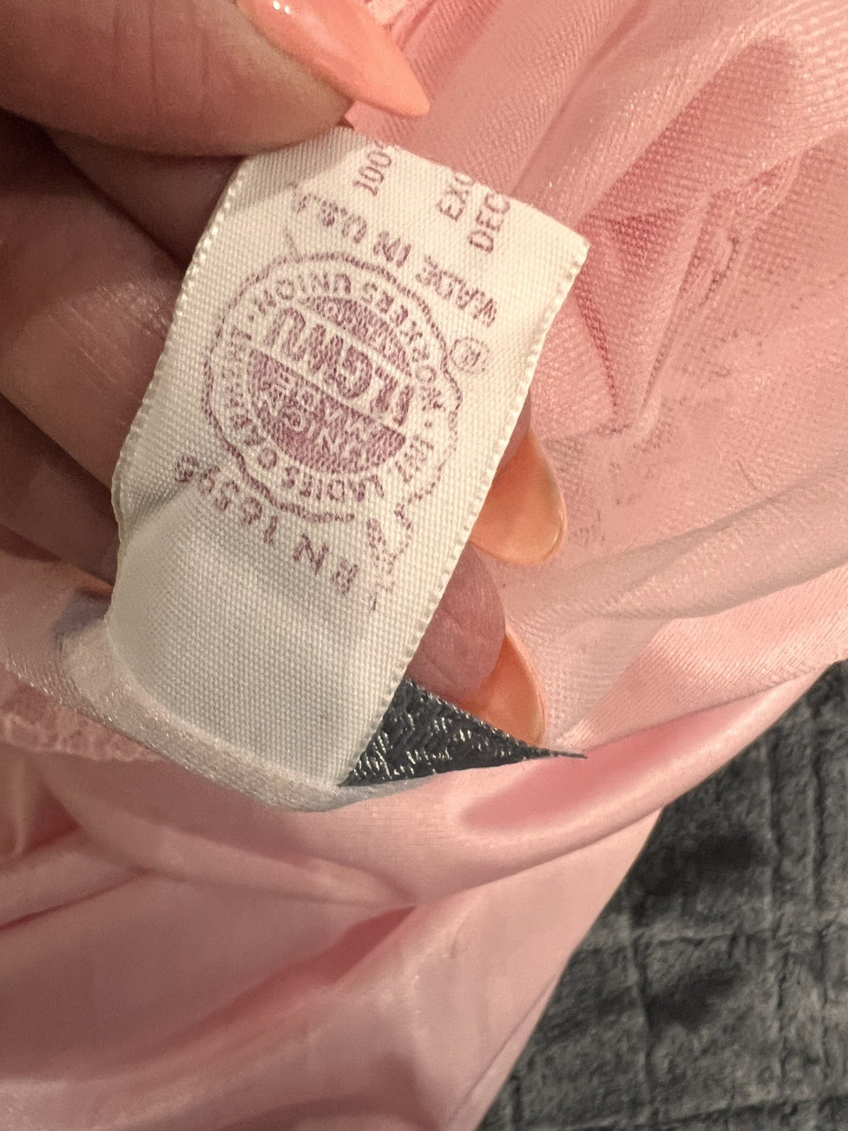 Vtg Pink FLAIR LINGERIE By Dianne Keesee NYLON LACE Satin NIGHTGOWN/Sz m