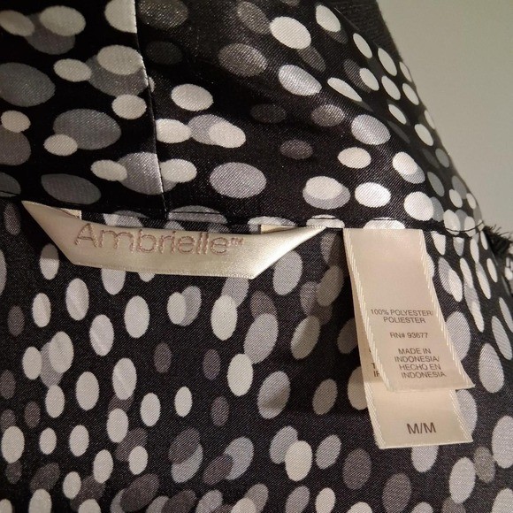 Womens black & white polka dot wrap robe with tie waist satin soft