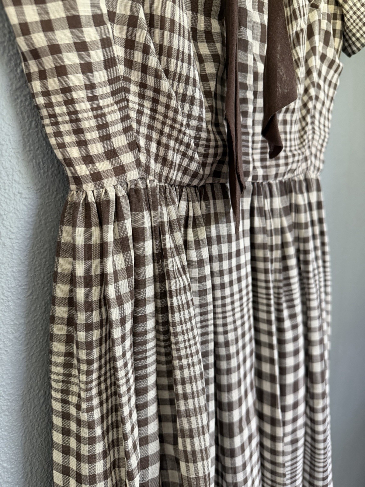 VTG 50s 60s Lorch Of Dallas Gingham Plaid Skirt Tie Brown Rockabilly Swing S/M?