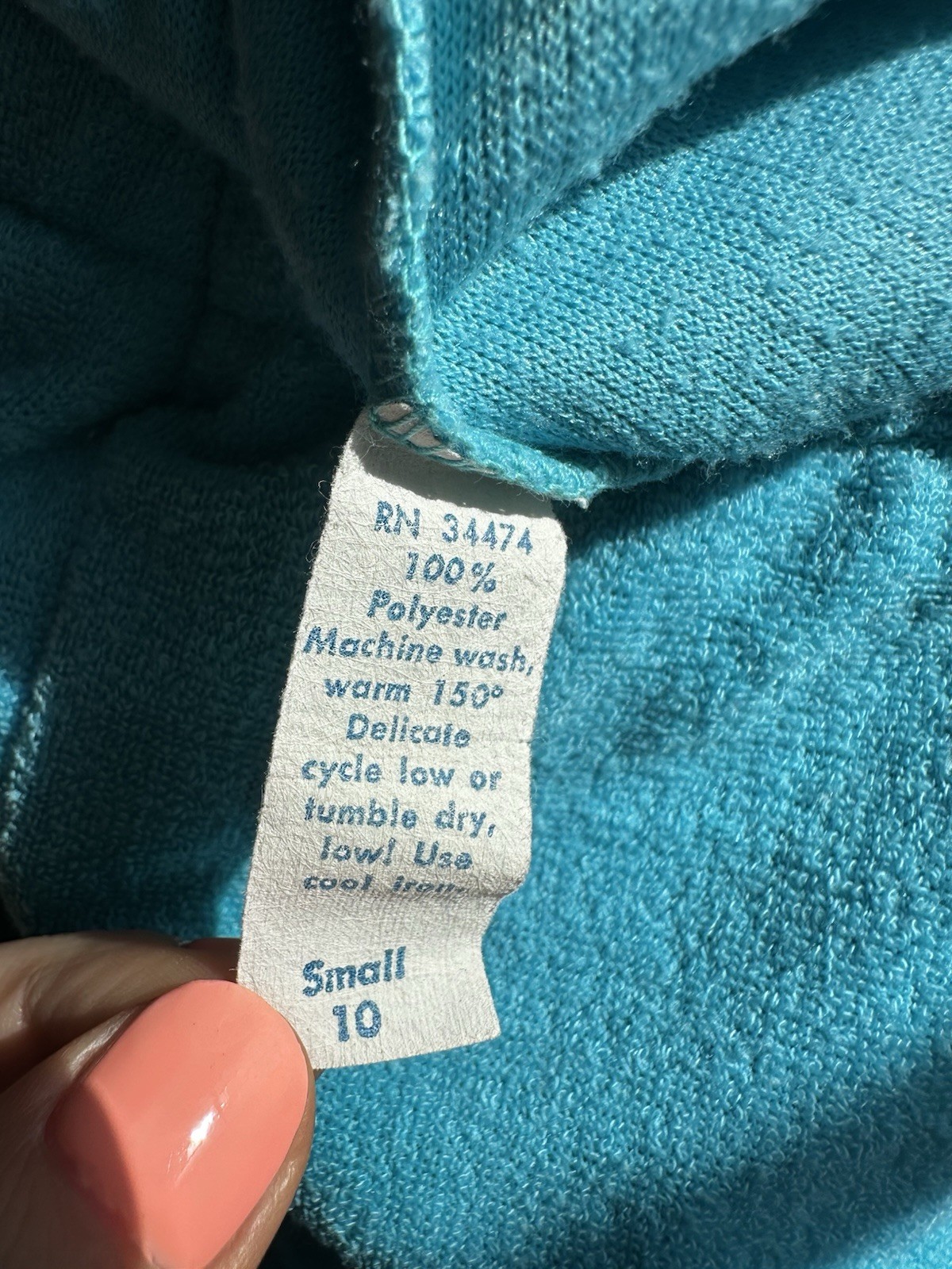 Vintage 70’s Teal Terry Cloth Romper Playsuit Size Small XS