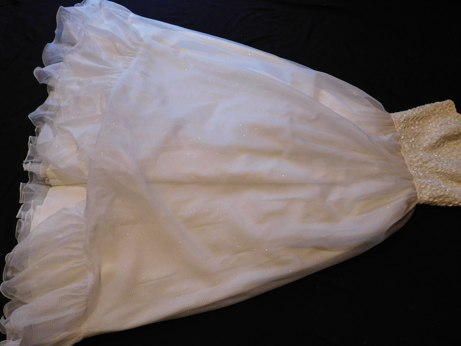 Mike Benet Formal Strapeless Ball Gown Party Dress Sheer Ivory Polka Dots 12