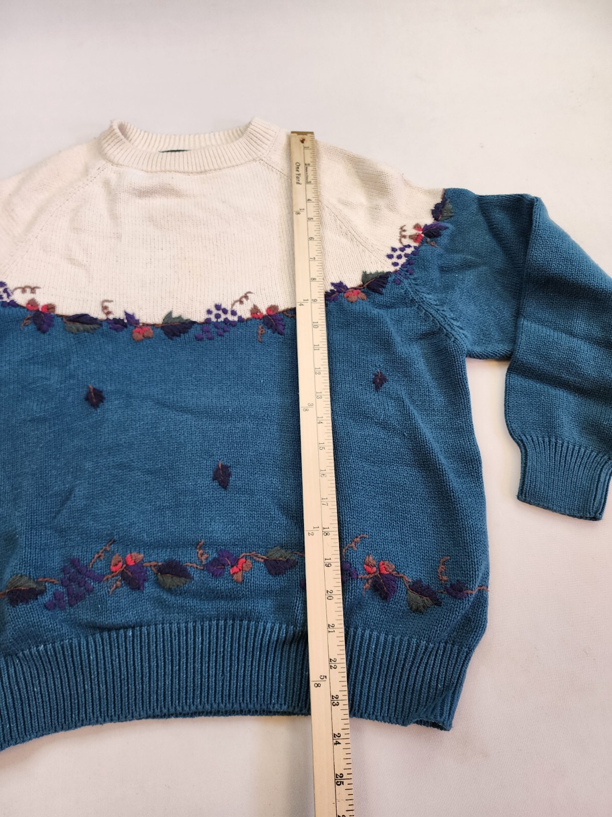 Vintage Northern Reflections S Sweater Fair Isle Embroidered Leaf Granny Jumper