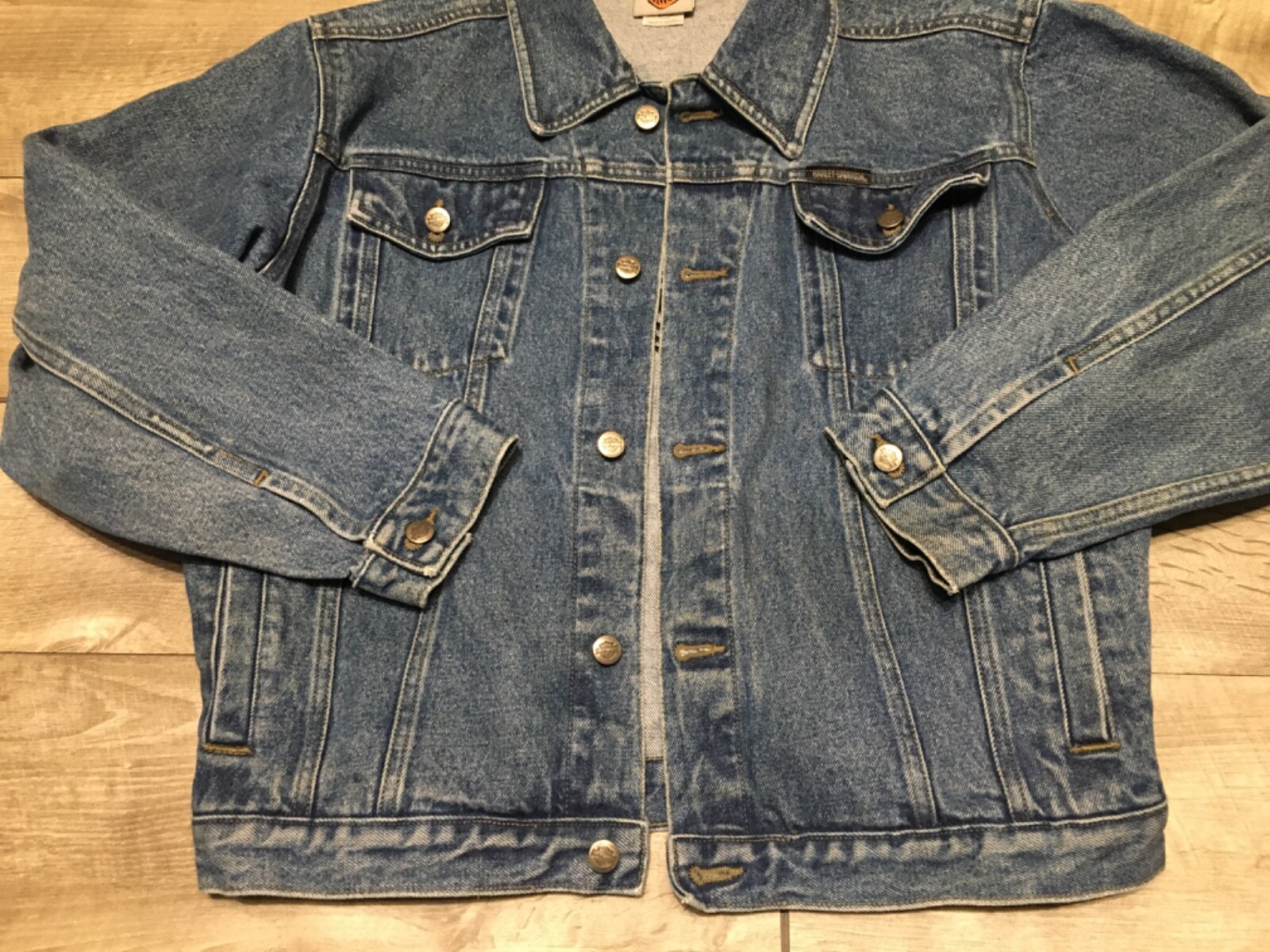 Vintage Harley-Davidson Motorcycles Denim Jean Jacket Womens Size XLarge 18 Blue