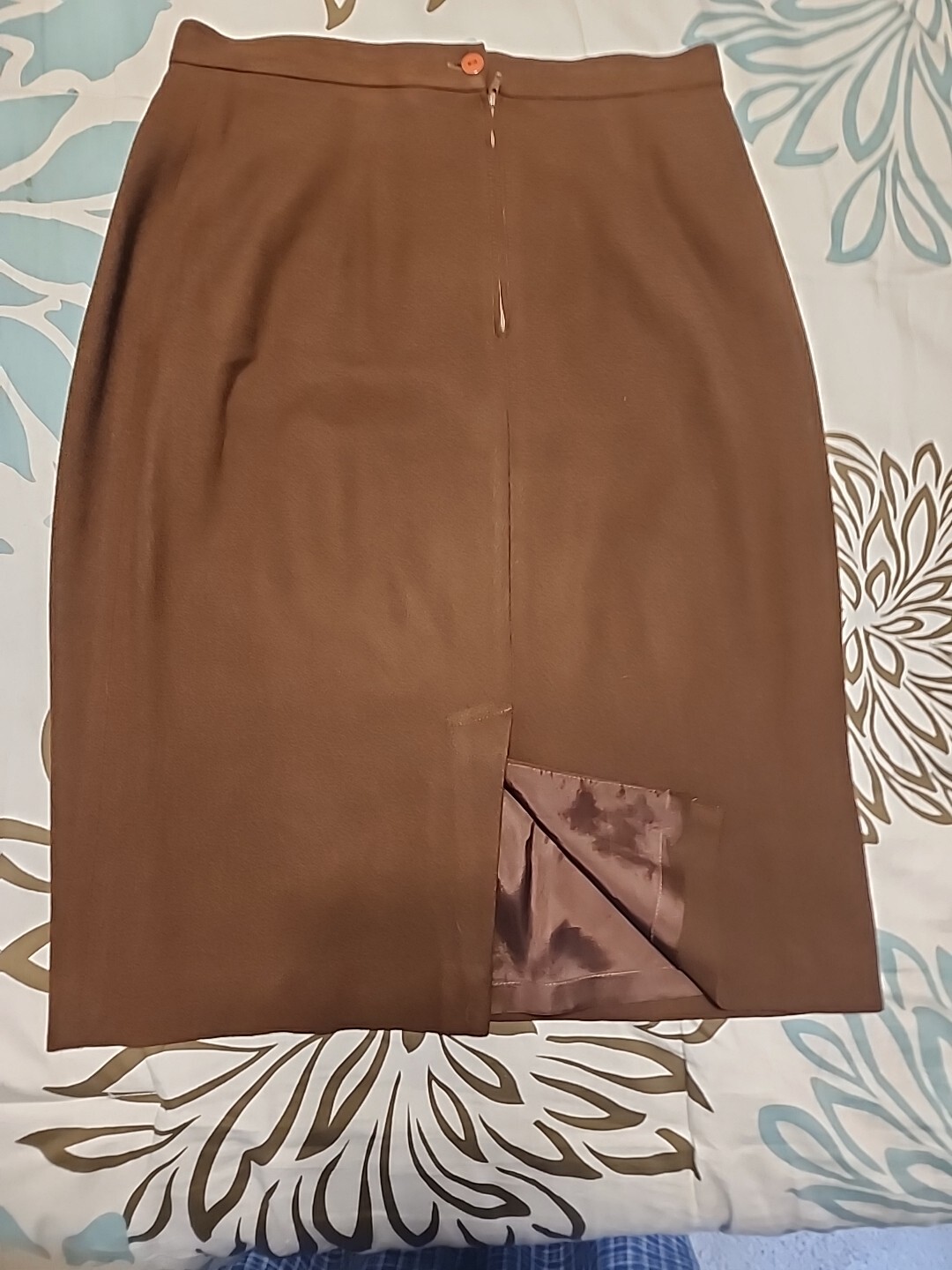 Vtg Oleg Cassini Brown Blazer With Black Velour Trim And Skirt Set Size 10