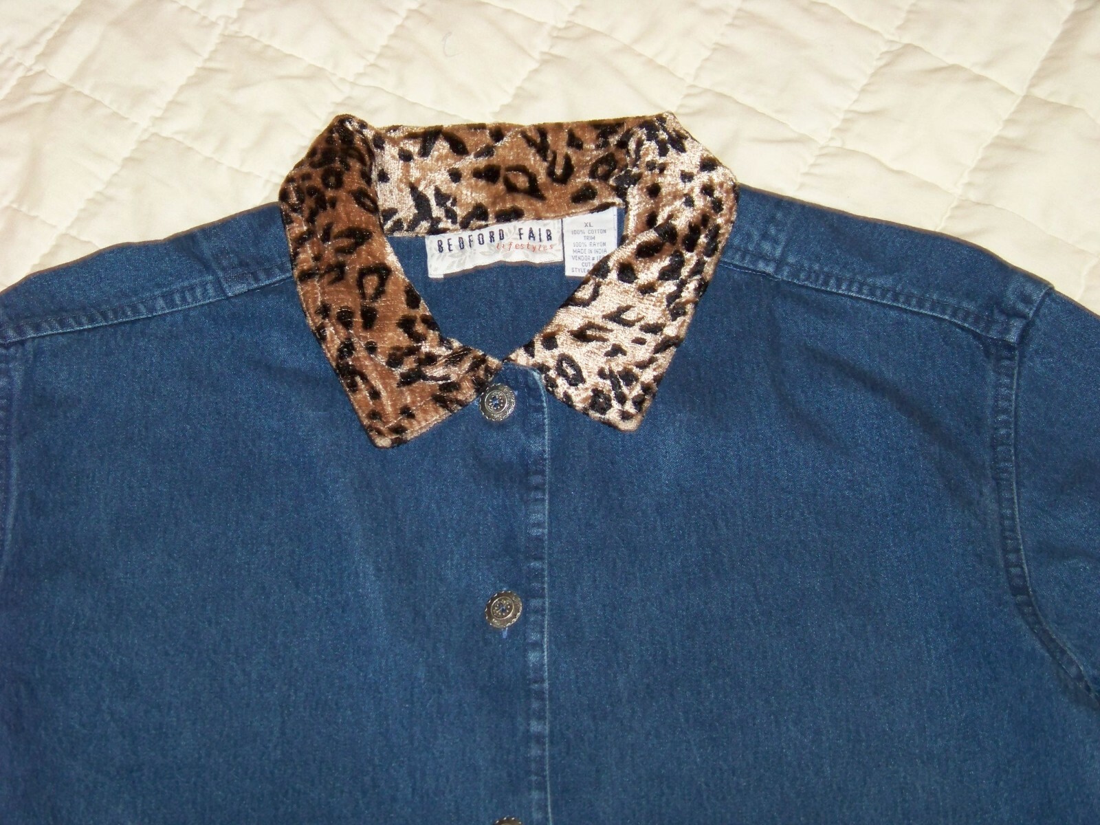 Women’s Vintage Bedford Fair Lifestyle Denim Shirt Jacket – XL – Plush Trim