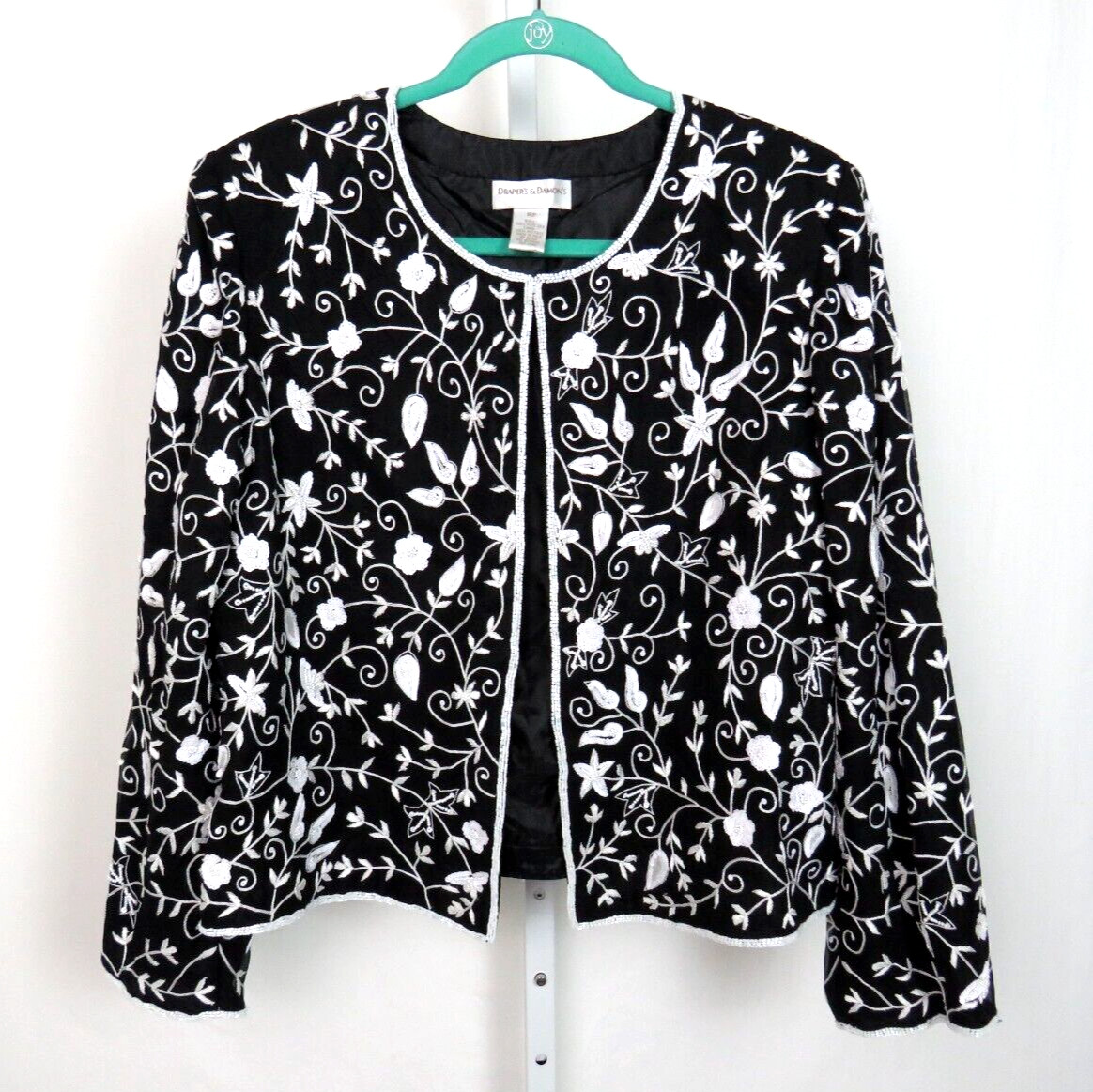 VTG 1980s DRAPER’S & DAMON’S SILK BEADED SEQUIN BLAZER JACKET SIZE 16P
