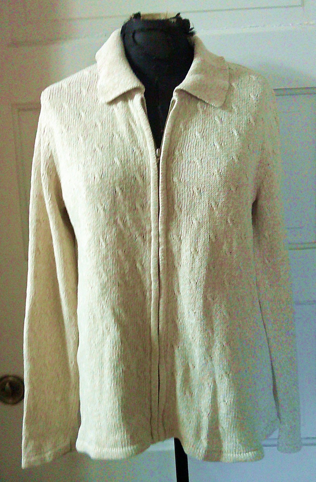 90’s DESIGNERS ORIGINALS Tan Zip Up Collared Sweater L