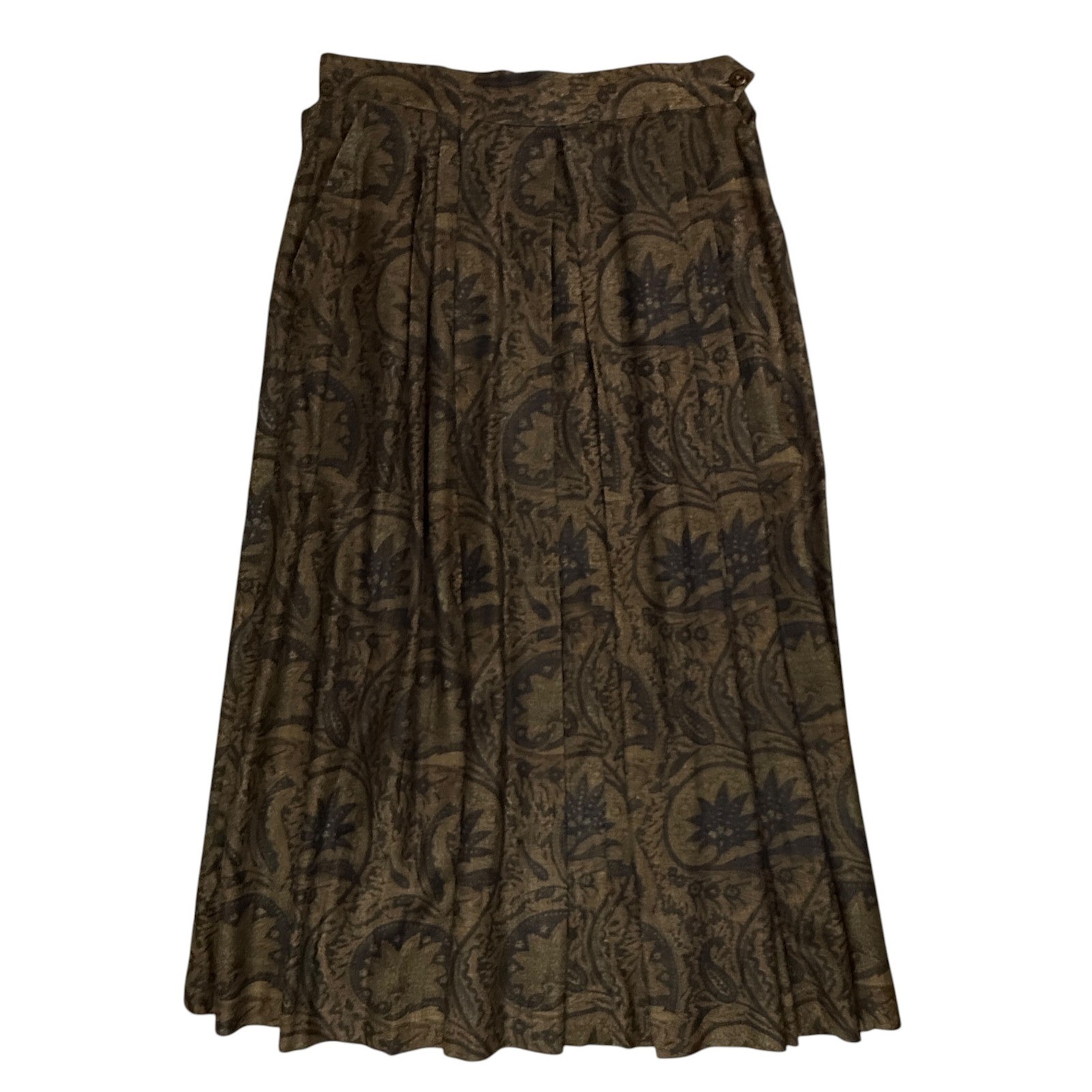 Martin Bayer Collection Skirt Women 12 Brown Paisley Pleated Pockets Vintage 80s