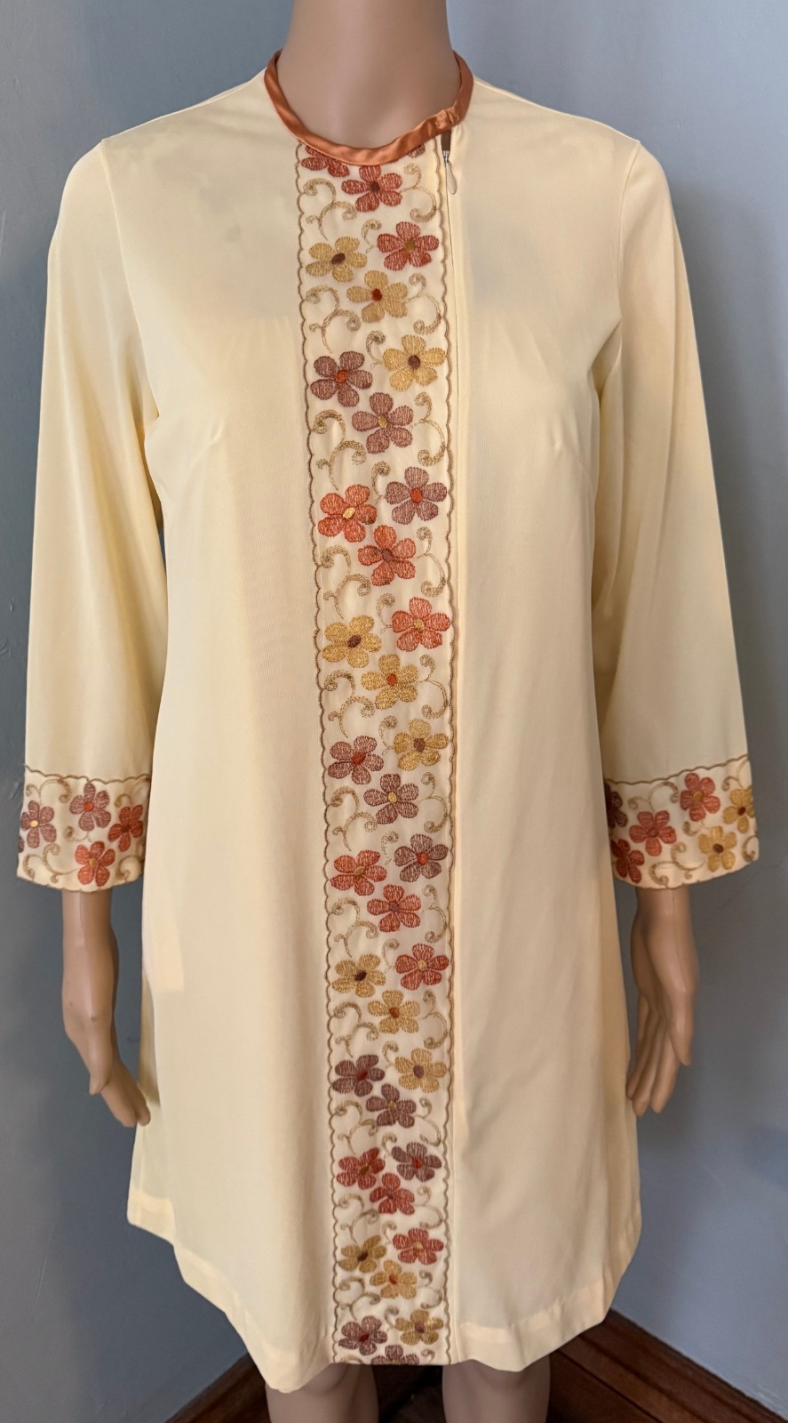 Vintage Gossard Artemis Yellow Floral Print Peignoir Set Robe Nightgown S