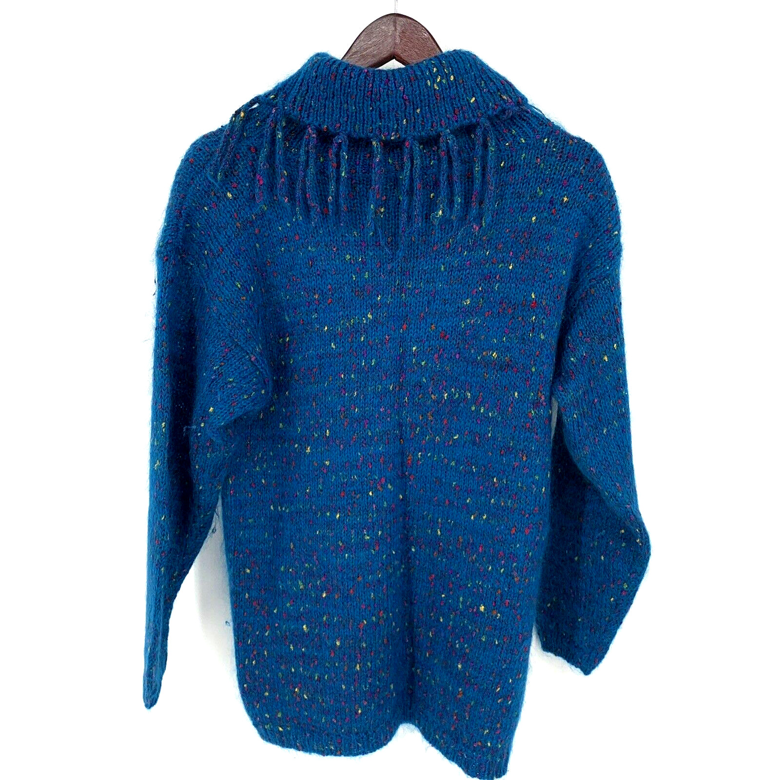 Vintage Mohair Blend Tunic Sweater Pappagallo Oversized Turquoise Confetti Small